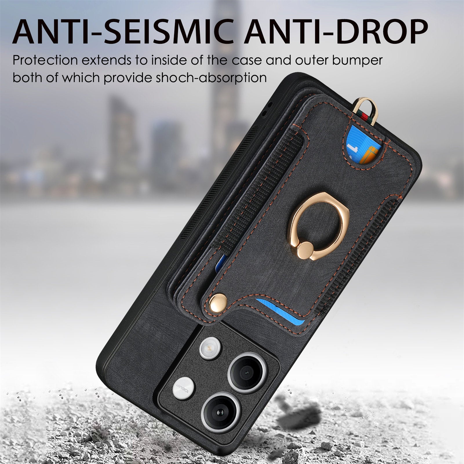 D4 For Xiaomi Redmi Note 13 5G Cell Phone Case Card Slots Vintage Cover RFID Blocking
