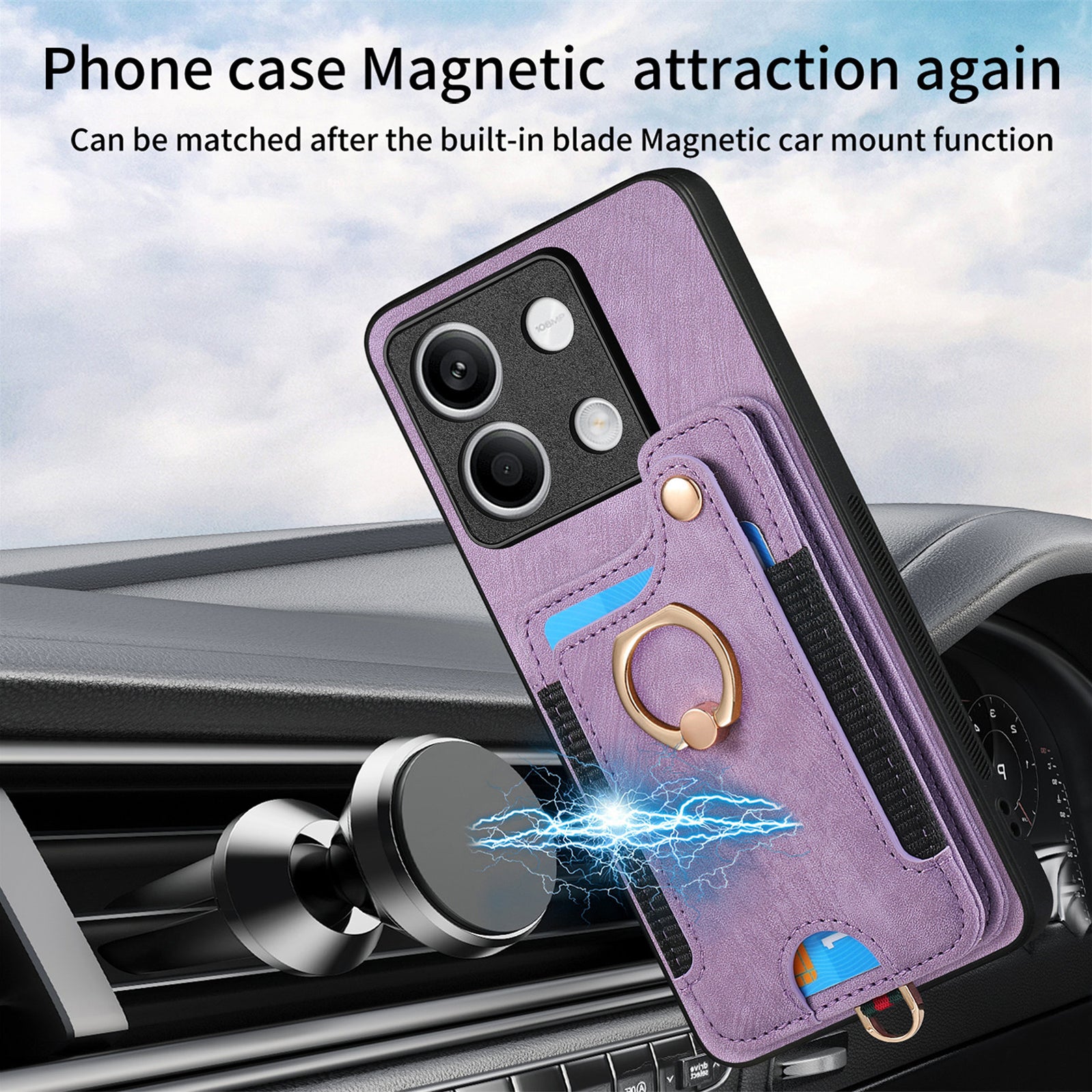 D4 For Xiaomi Redmi Note 13 5G Cell Phone Case Card Slots Vintage Cover RFID Blocking