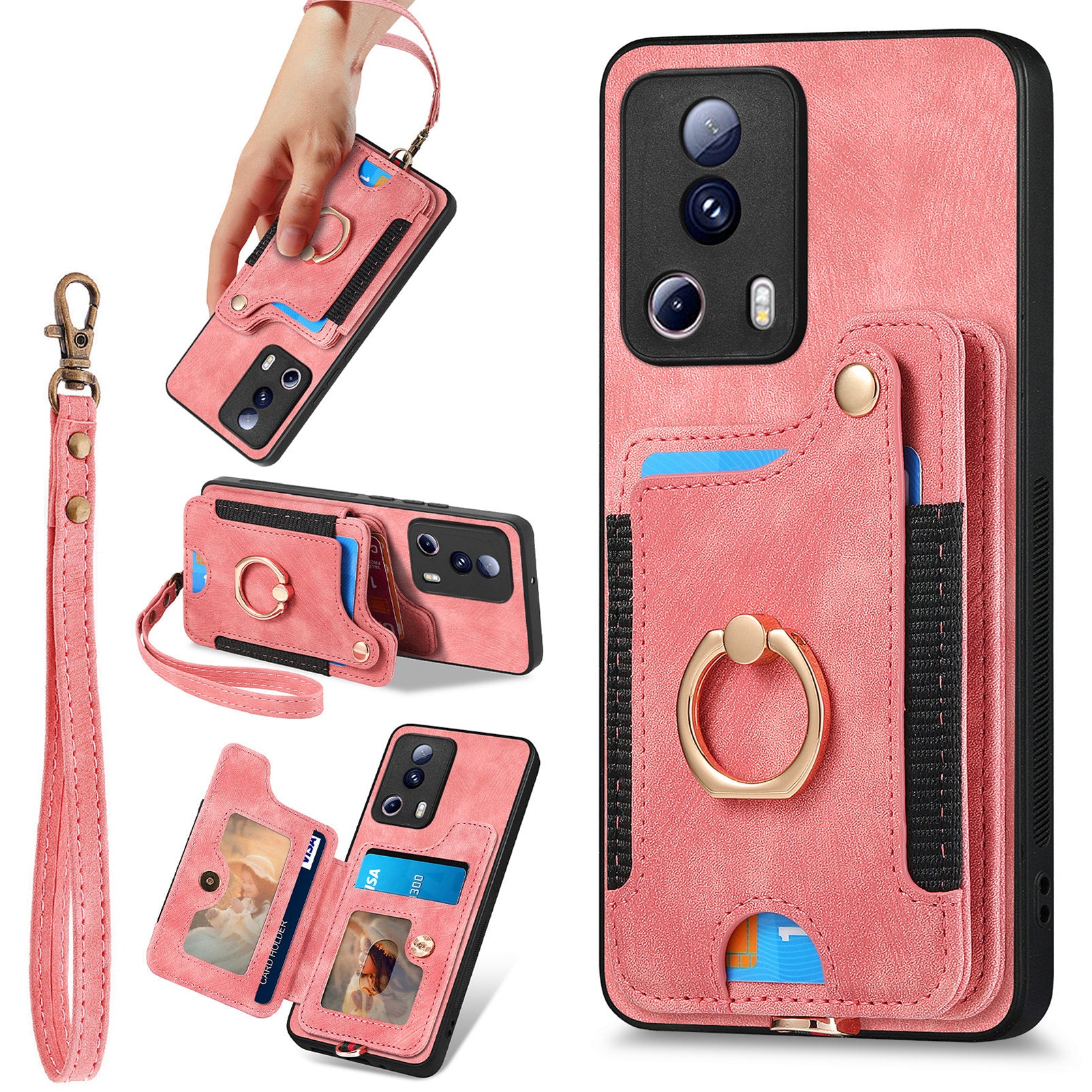 D4 For Xiaomi 13 Lite / Civi 2 5G Phone Case Vintage Card Slots Kickstand RFID Blocking Cover