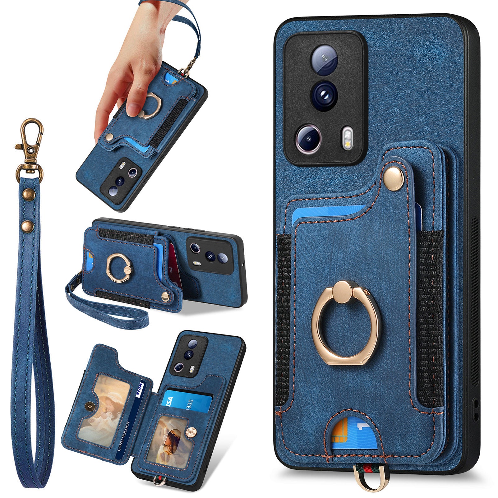 D4 For Xiaomi 13 Lite / Civi 2 5G Phone Case Vintage Card Slots Kickstand RFID Blocking Cover