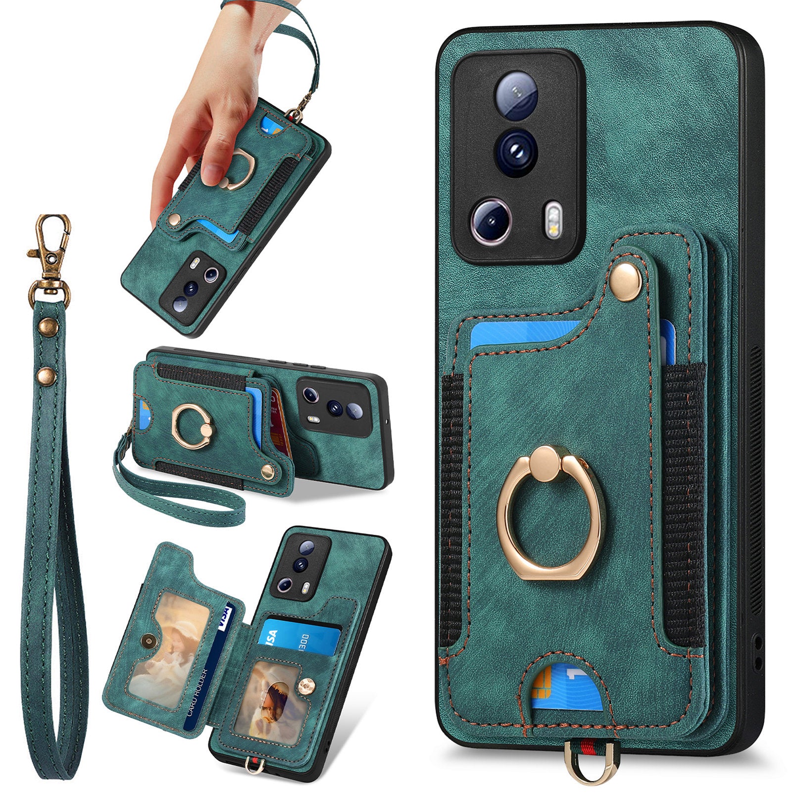 D4 For Xiaomi 13 Lite / Civi 2 5G Phone Case Vintage Card Slots Kickstand RFID Blocking Cover