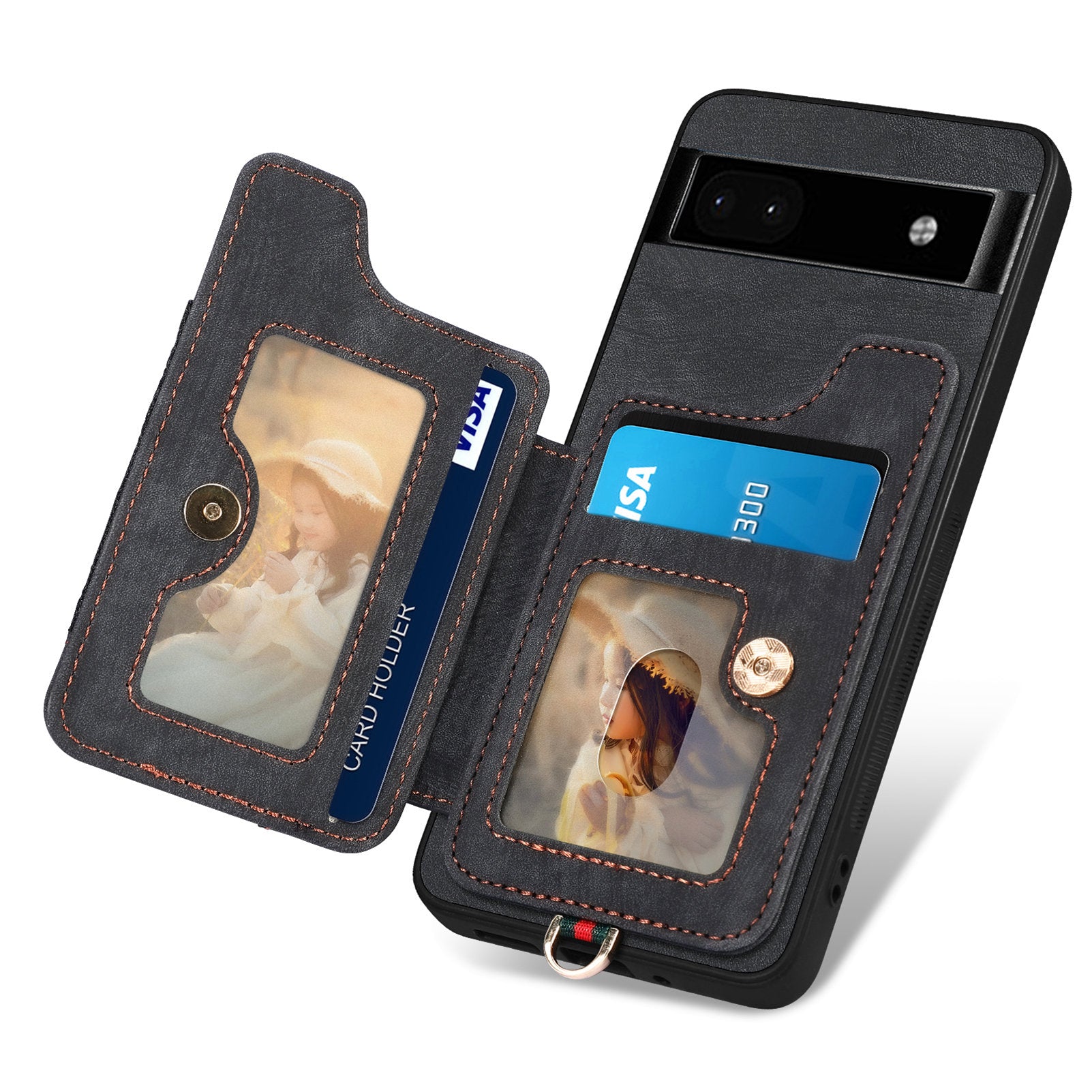 D4 For Google Pixel 8 Pro RFID Blocking Phone Case Retro Card Slots Kickstand Cover