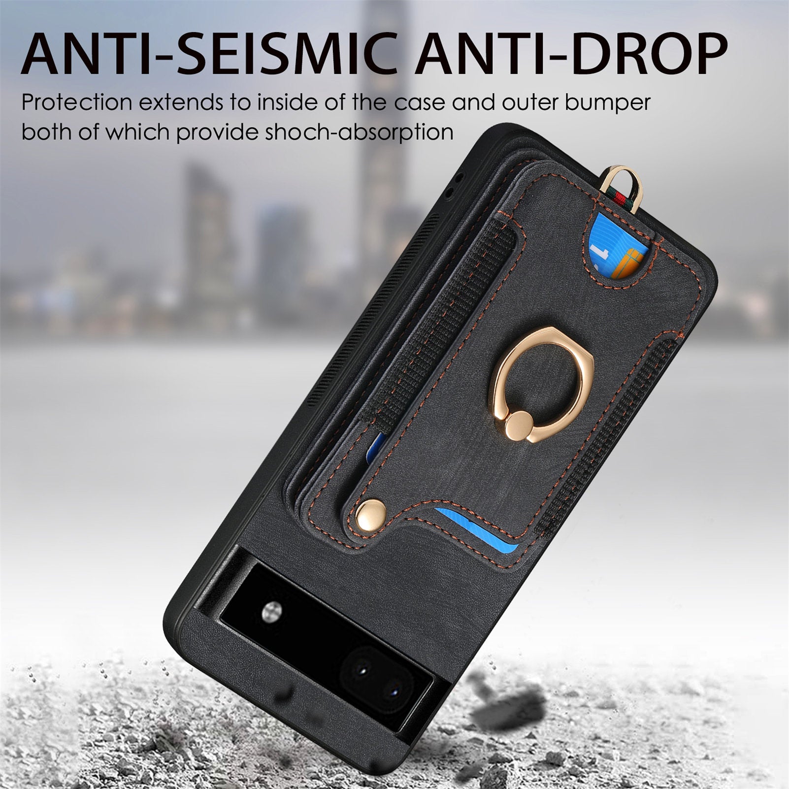D4 For Google Pixel 8 Pro RFID Blocking Phone Case Retro Card Slots Kickstand Cover