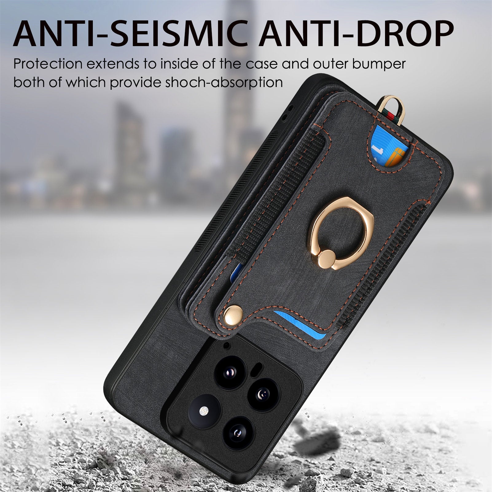 D4 For Xiaomi 14 Card Slots RFID Blocking Vintage Phone Case Kickstand Cover