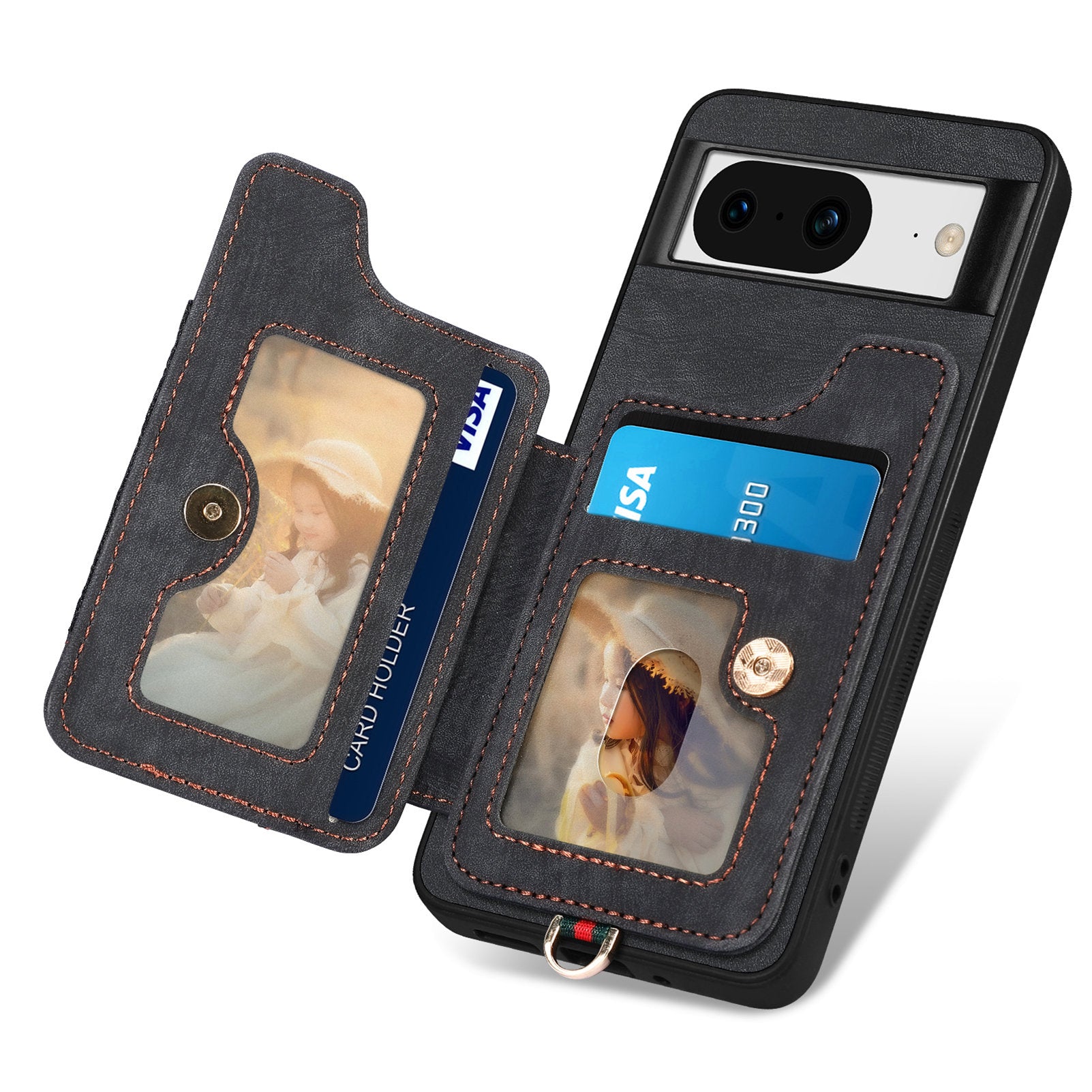 D4 For Google Pixel 8 Cell Phone Case Leather+TPU Back Cover with RFID Blocking Card Holder