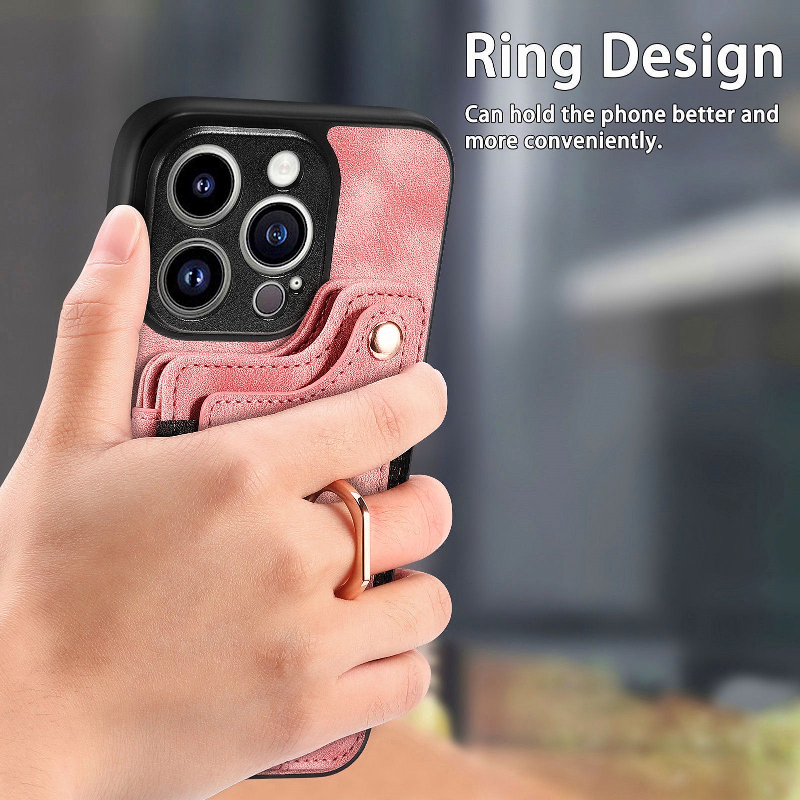 D4 For iPhone 13 Pro Max Phone Case RFID Blocking Cell Phone Back Cover Card Slots Kickstand