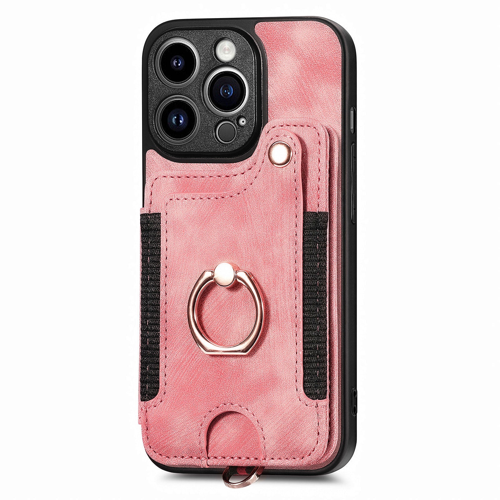 D4 For iPhone 13 Pro RFID Blocking Phone Case Wallet TPU+PU Leather Phone Cover with Ring Holder