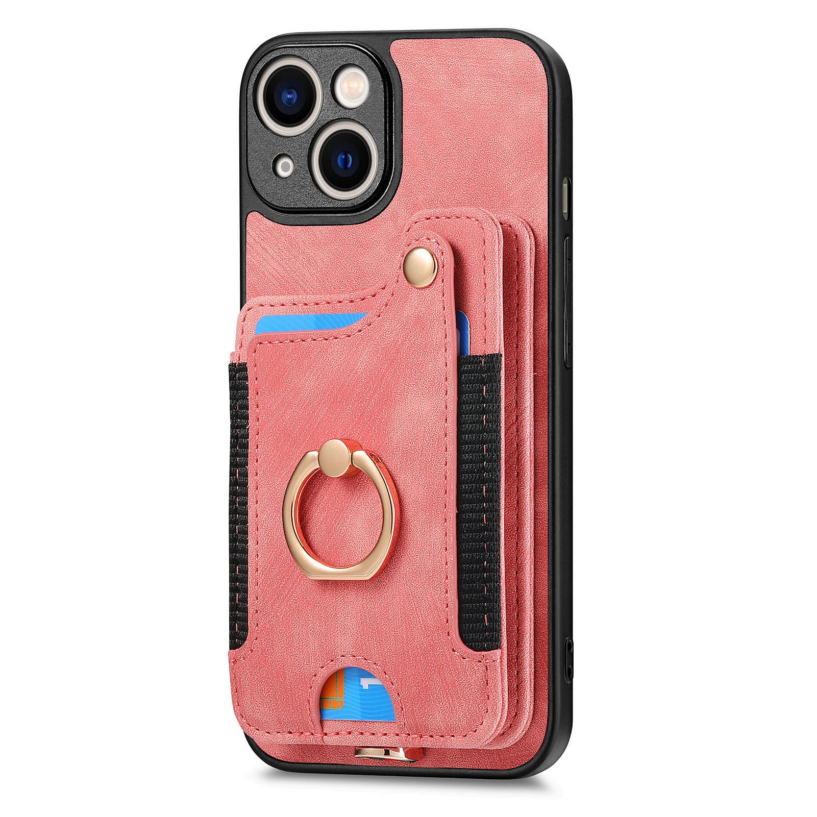 D4 For iPhone 13 Anti-scratch RFID Blocking Vintage Phone Case Card Slots Kickstand Cover