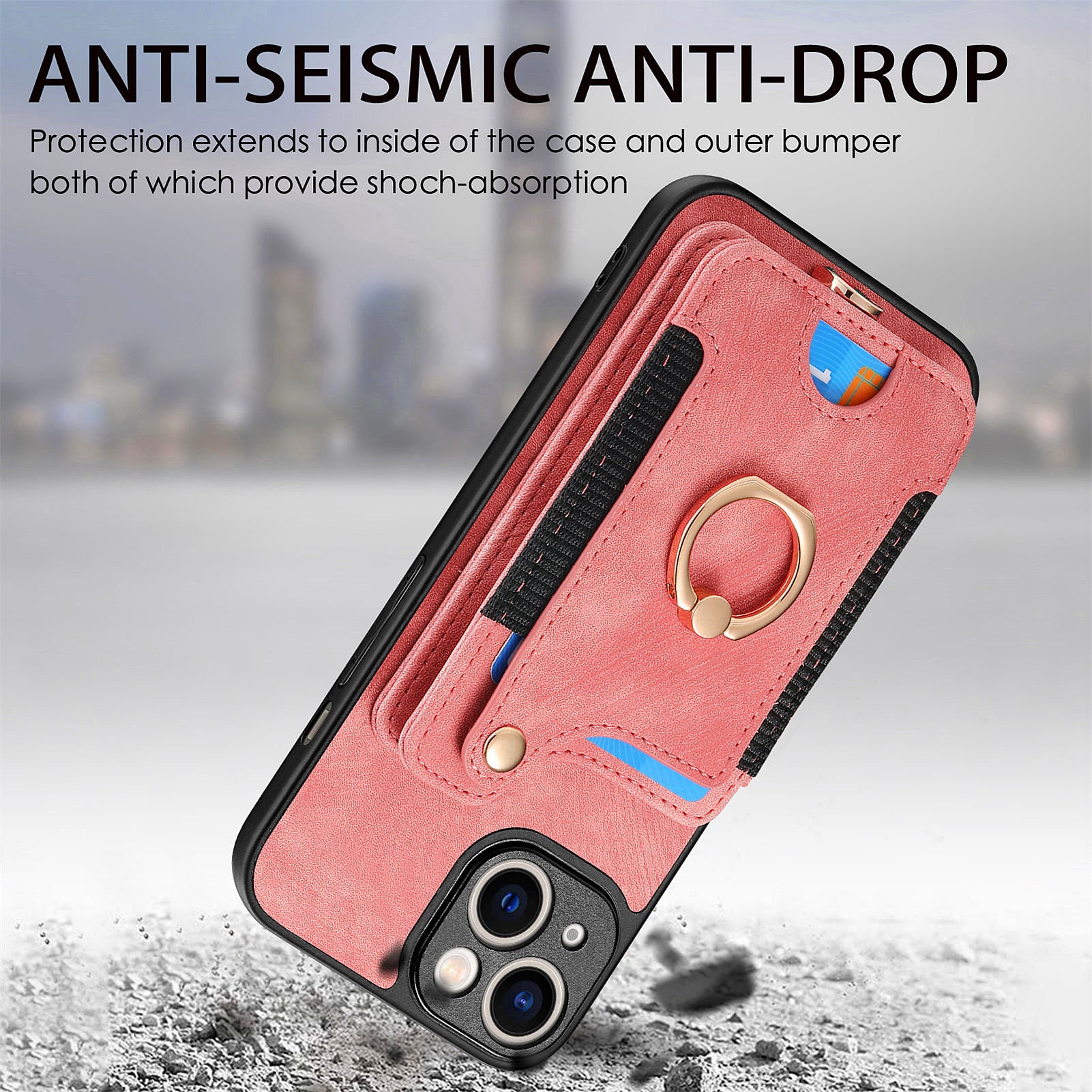 D4 For iPhone 13 Anti-scratch RFID Blocking Vintage Phone Case Card Slots Kickstand Cover