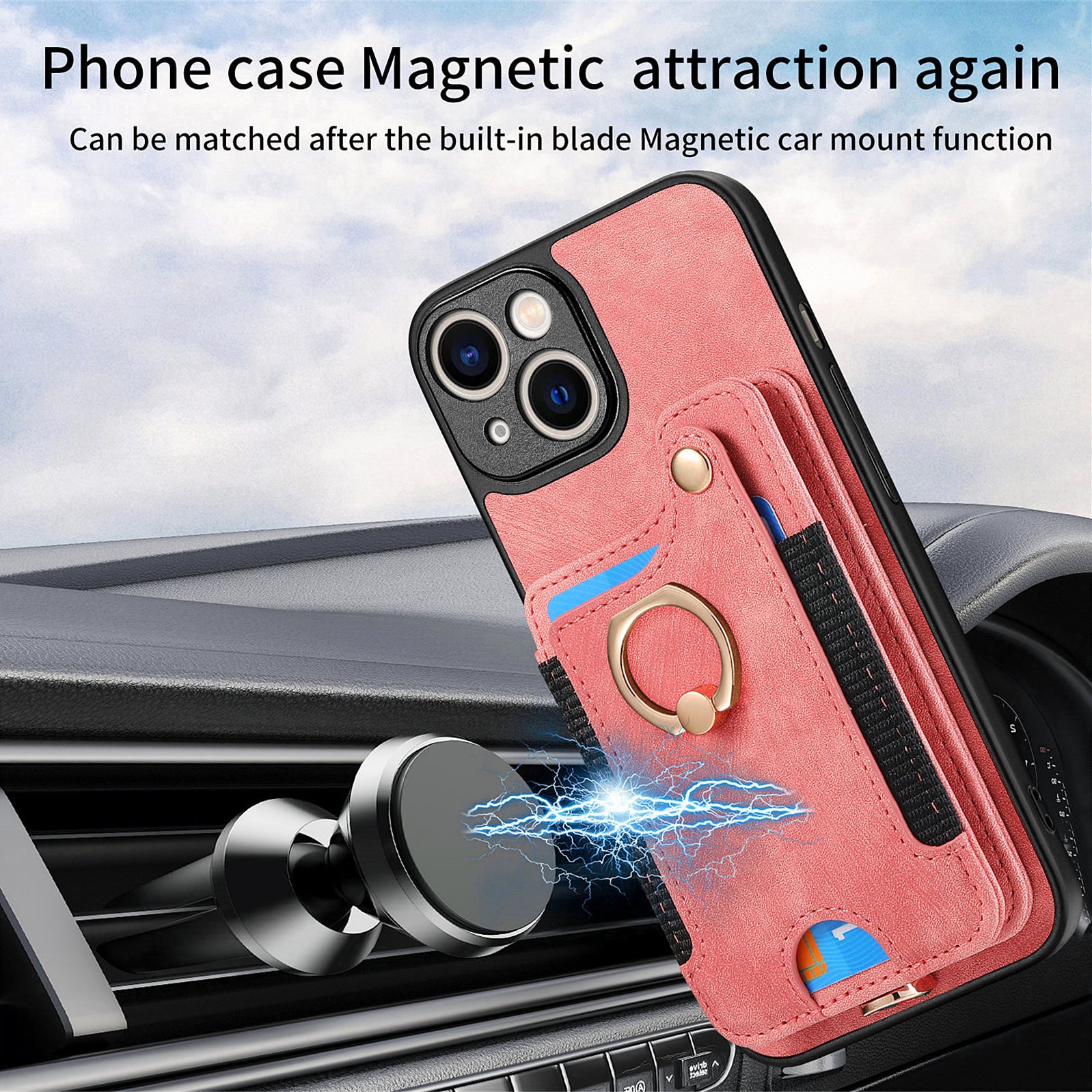 D4 For iPhone 13 Anti-scratch RFID Blocking Vintage Phone Case Card Slots Kickstand Cover