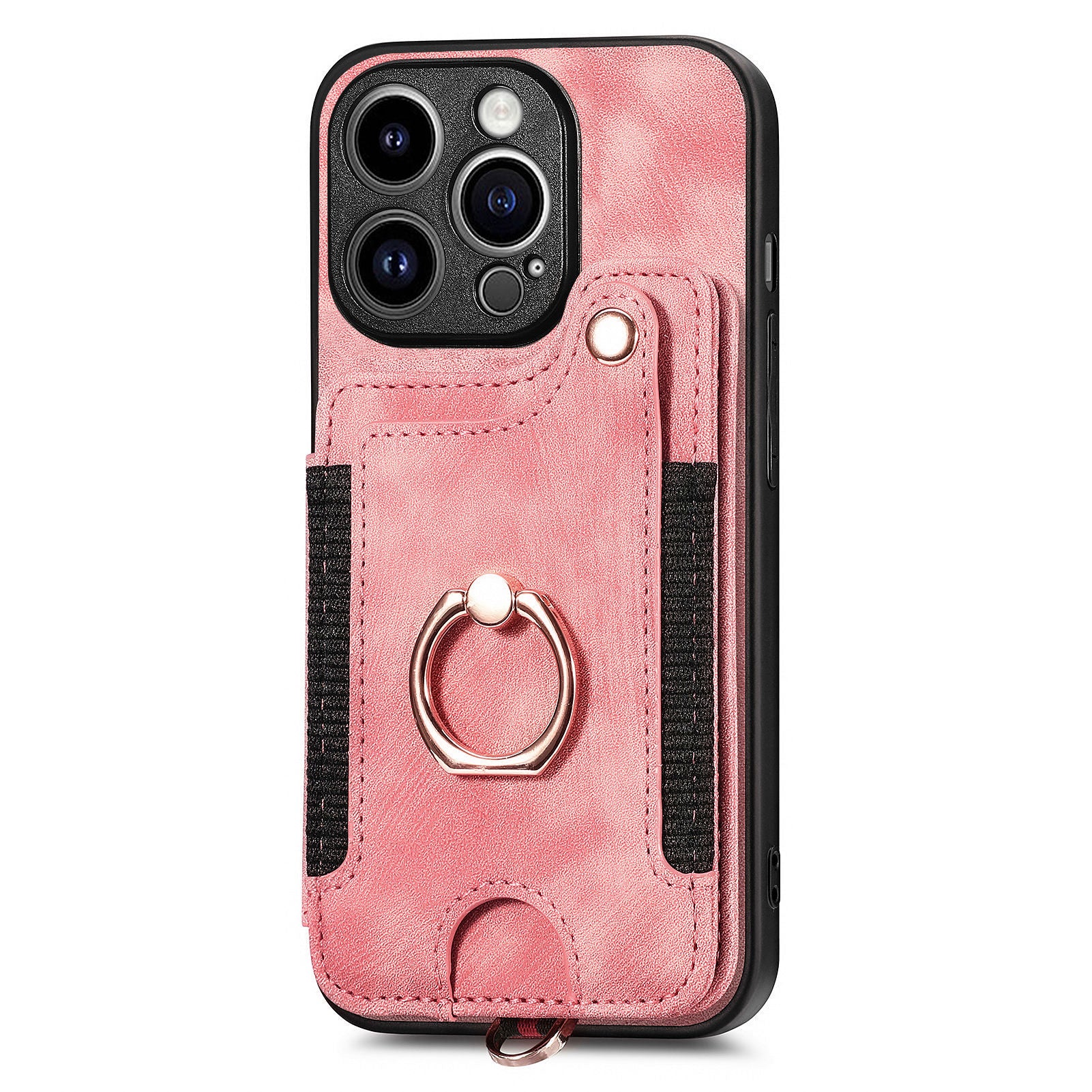 D4 For iPhone 15 Pro Case RFID Blocking Card Slots Retro PU+TPU Phone Cover