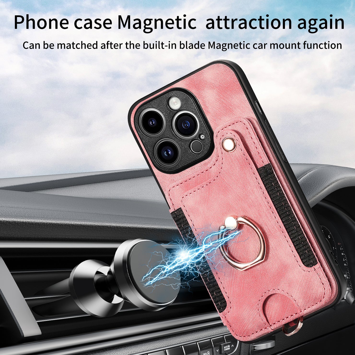D4 For iPhone 15 Pro Case RFID Blocking Card Slots Retro PU+TPU Phone Cover
