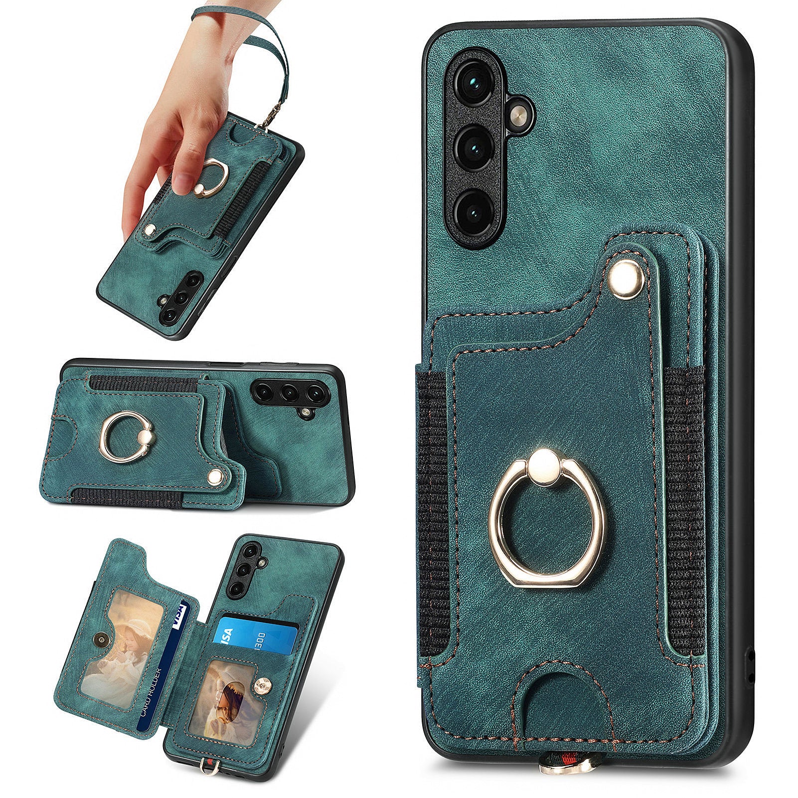 D4 For Samsung Galaxy A13 5G / A04s 4G (164.7 x 76.7 x 9.1 mm) RFID Blocking Phone Case with Ring Holder