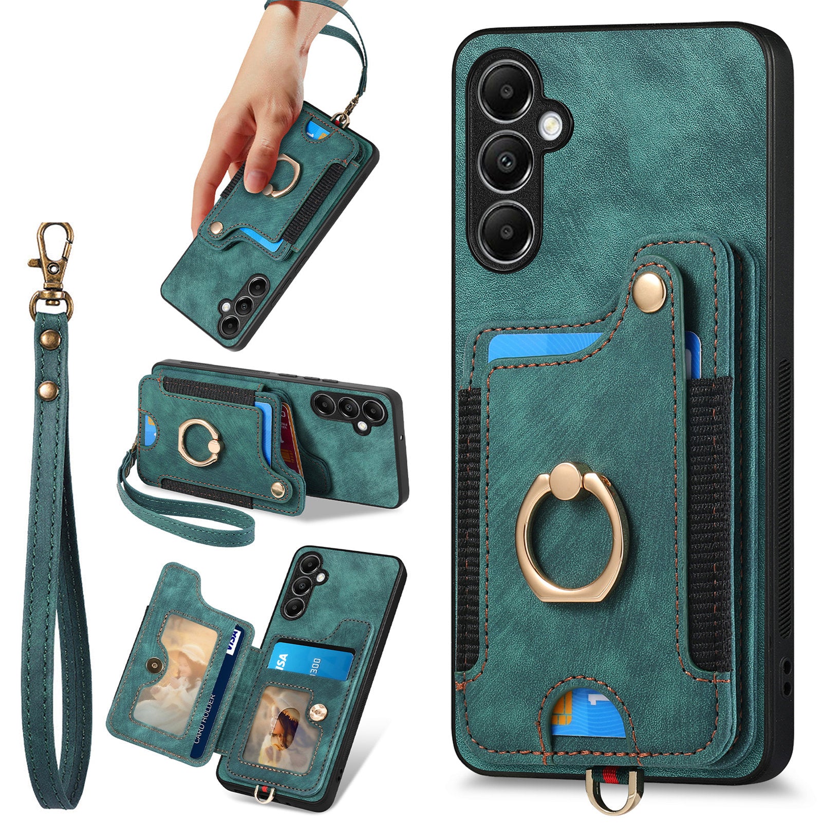 D4 For Samsung Galaxy A14 4G / 5G Case with Card Holder RFID Blocking Retro Leather Back Cover