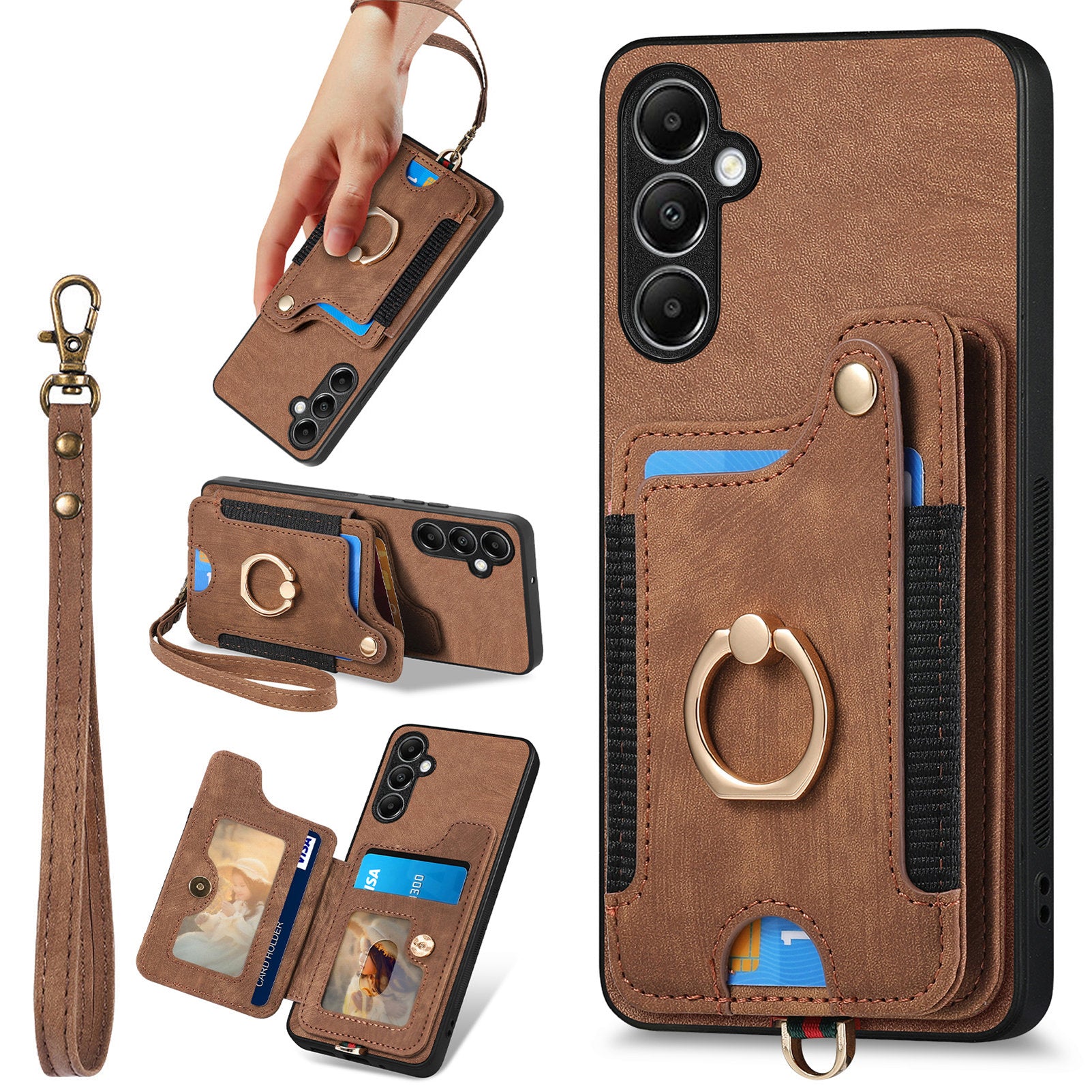 D4 For Samsung Galaxy A14 4G / 5G Case with Card Holder RFID Blocking Retro Leather Back Cover