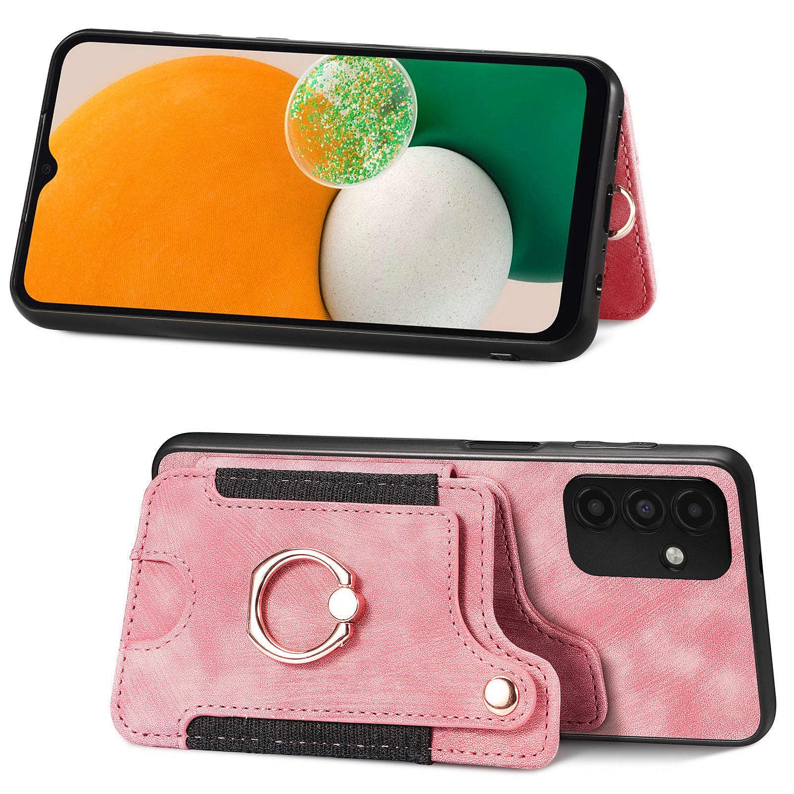 D4 For Samsung Galaxy A15 4G / 5G Phone Case Kickstand Card Holder RFID Blocking Leather+TPU Cover