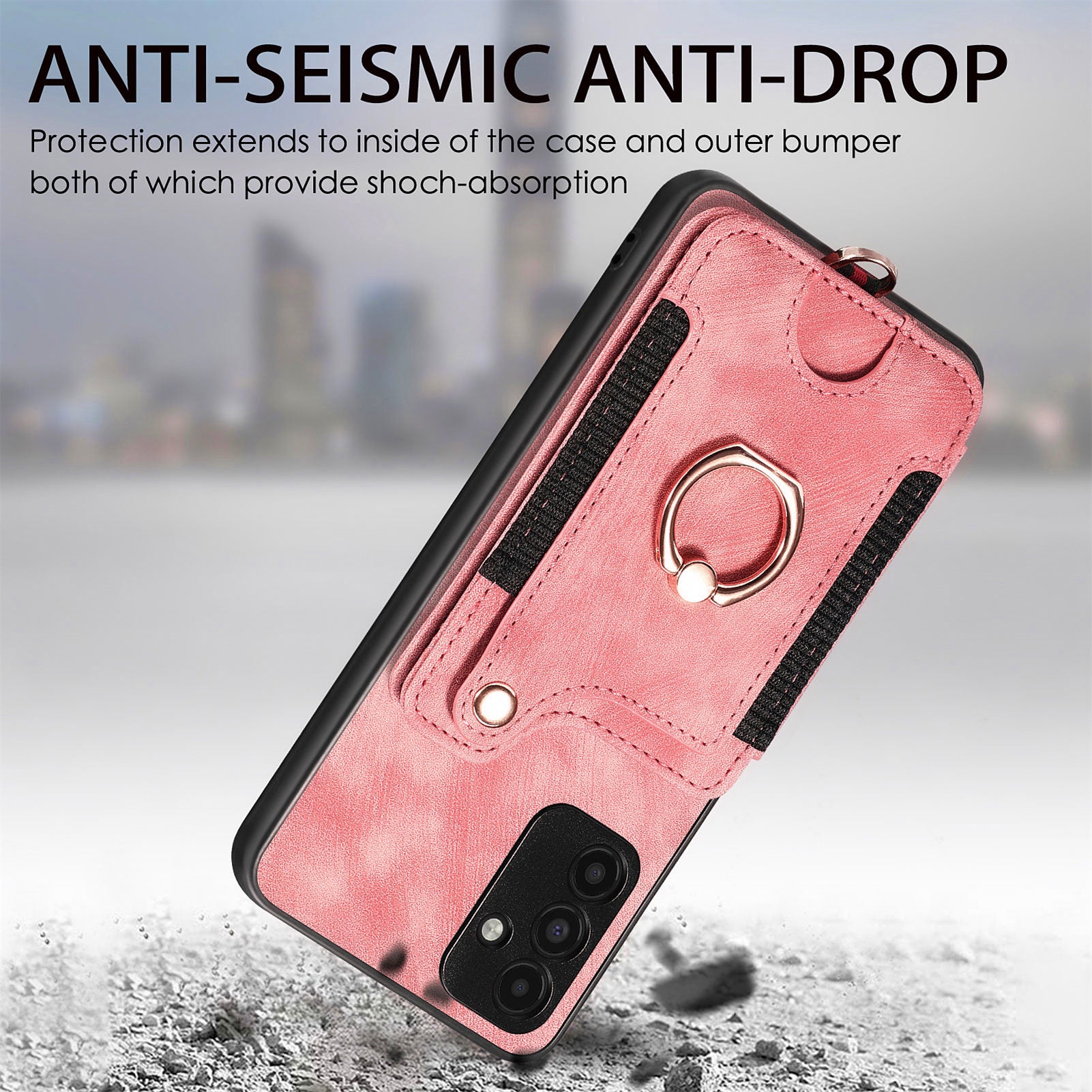 D4 For Samsung Galaxy A15 4G / 5G Phone Case Kickstand Card Holder RFID Blocking Leather+TPU Cover