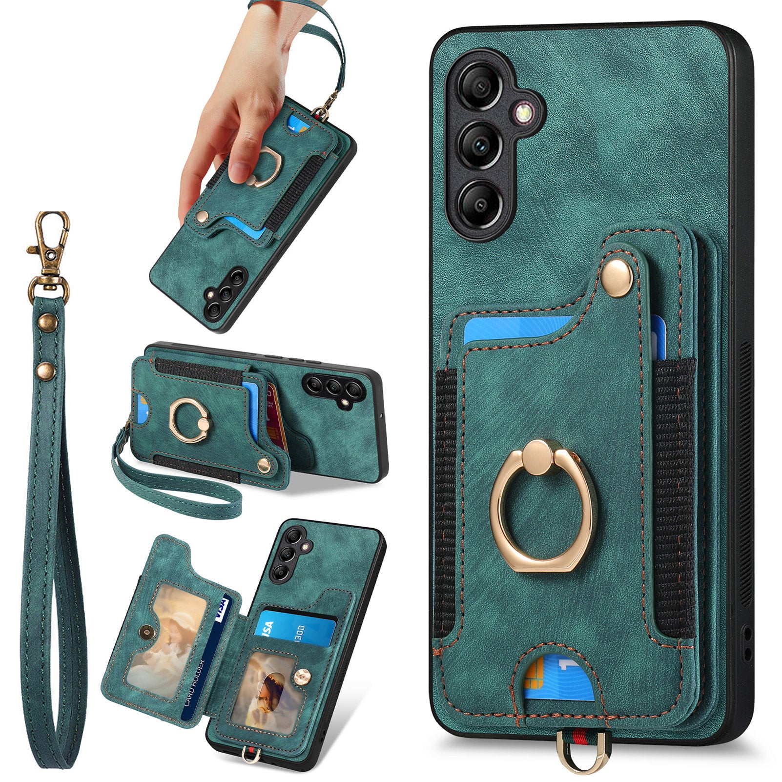 D4 For Samsung Galaxy A25 5G (Global) (161.0 x 76.5 x 8.3mm) Case PU Leather RFID Blocking Kickstand Phone Cover