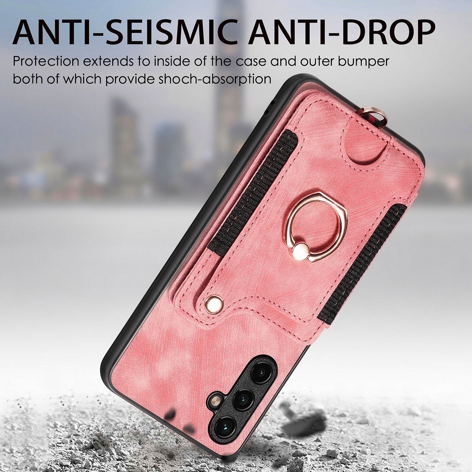 D4 For Samsung Galaxy A34 5G Case RFID Blocking Card Slots Retro Leather+TPU Phone Cover