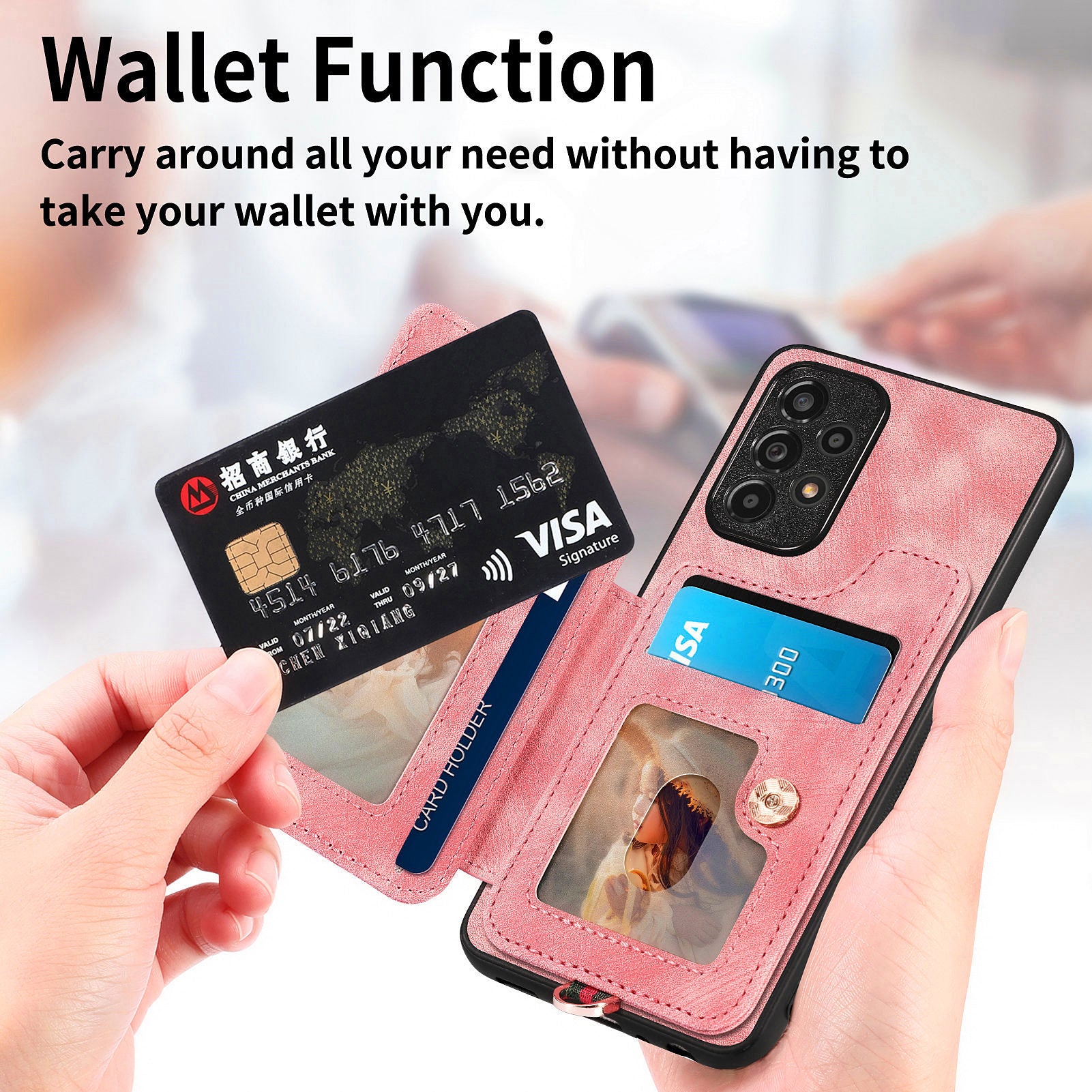 D4 For Samsung Galaxy A53 5G Case RFID Blocking Card Holder PU Leather Retro Back Cover