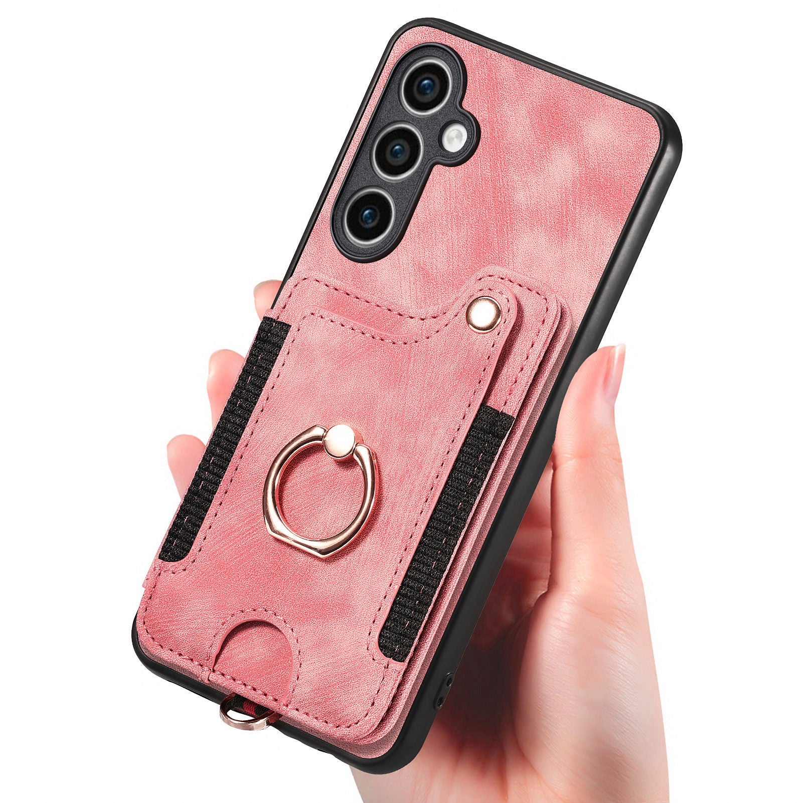 D4 For Samsung Galaxy S23 FE Case with Hand Strap PU Leather RFID Blocking Phone Cover
