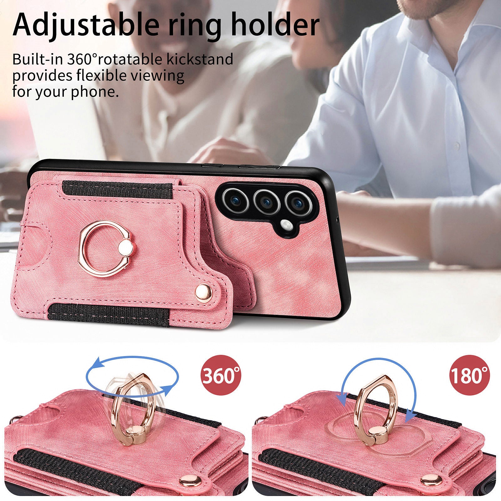 D4 For Samsung Galaxy S23 FE Case with Hand Strap PU Leather RFID Blocking Phone Cover