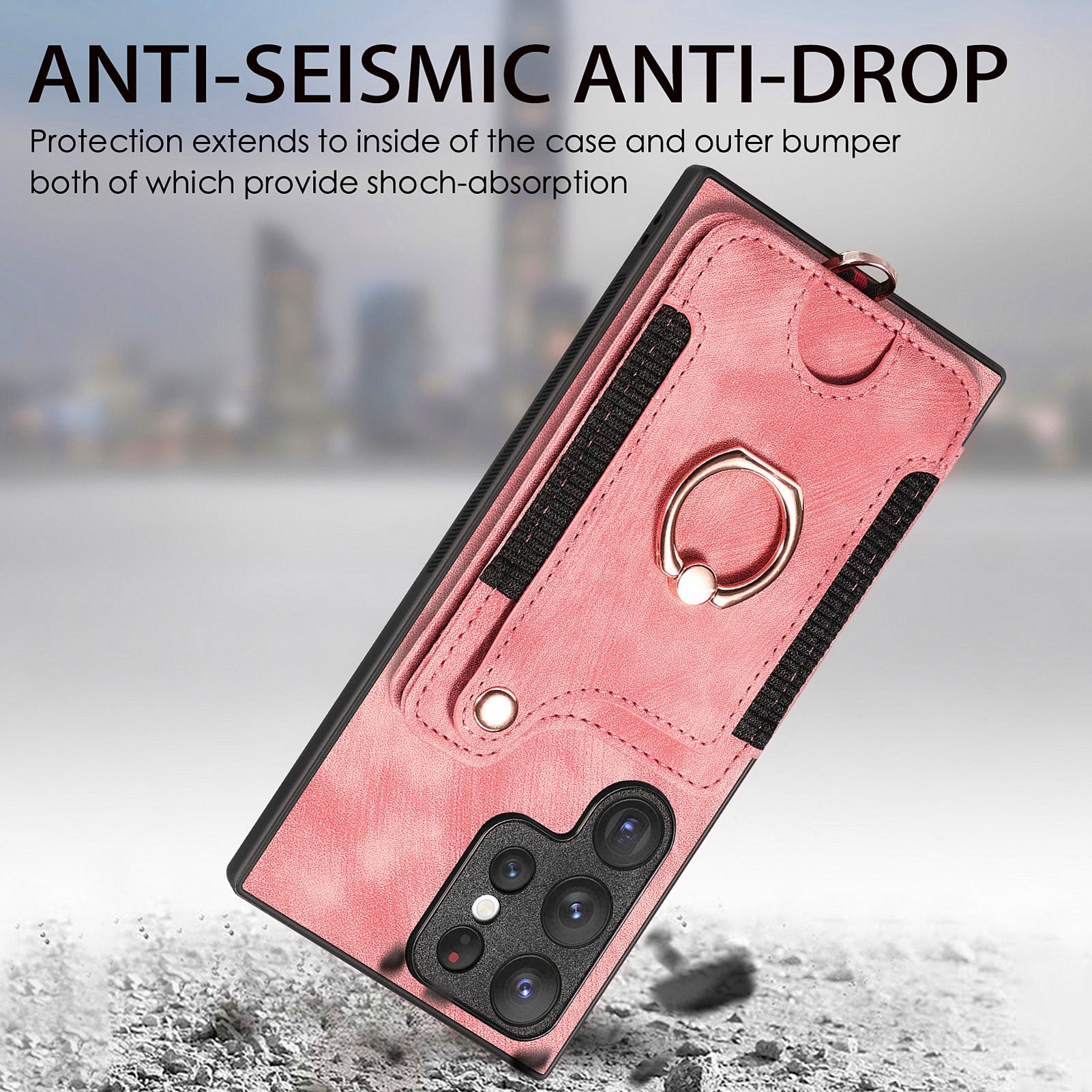 D4 For Samsung Galaxy S23 Ultra RFID Blocking Vintage Phone Case Card Slots Kickstand Cover