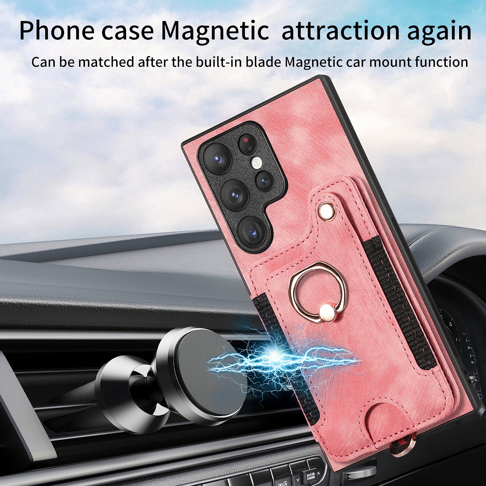 D4 For Samsung Galaxy S23 Ultra RFID Blocking Vintage Phone Case Card Slots Kickstand Cover