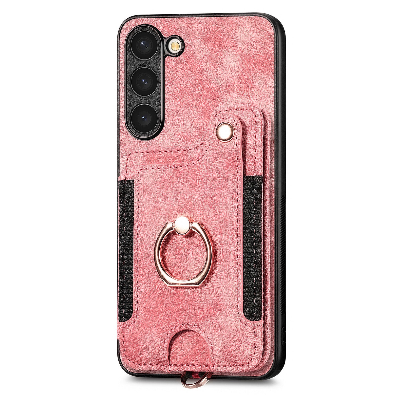 D4 For Samsung Galaxy S23+ Cell Phone Case RFID Blocking Card Holder Ring Kickstand Back Cover