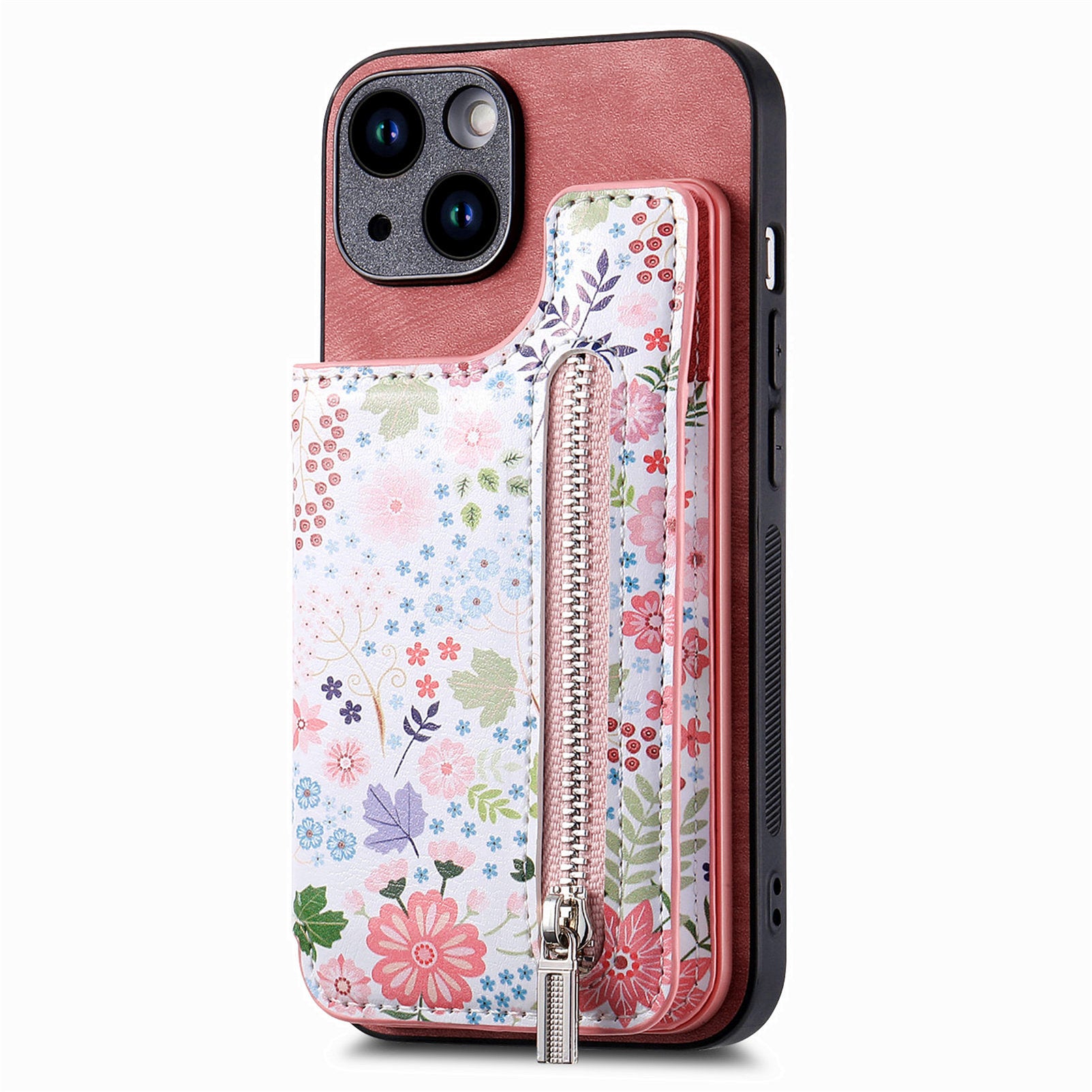 D10 For iPhone 13 6.1 inch Case Pattern Printed Zipper Wallet TPU+Leather Phone Back Cover