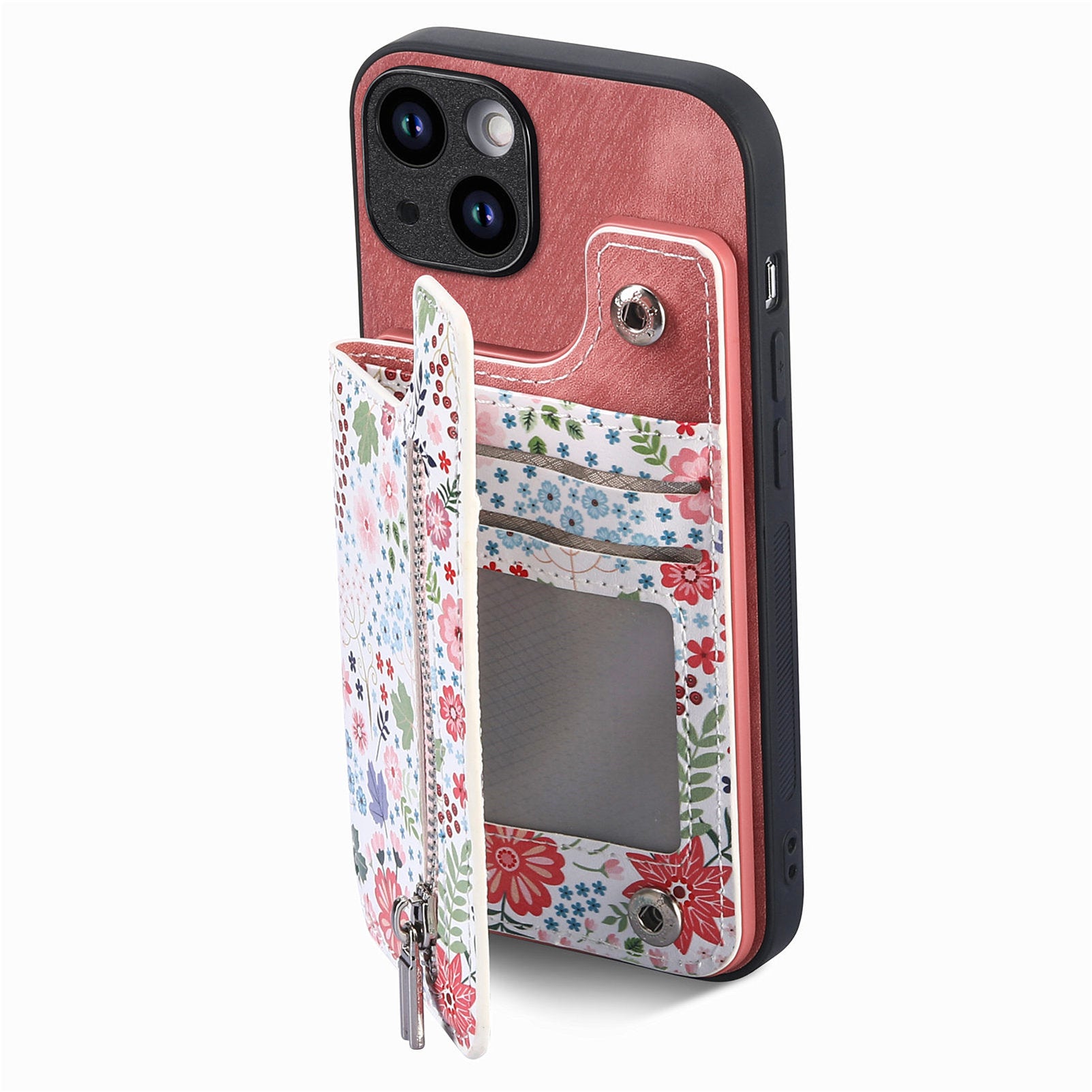 D10 For iPhone 13 6.1 inch Case Pattern Printed Zipper Wallet TPU+Leather Phone Back Cover