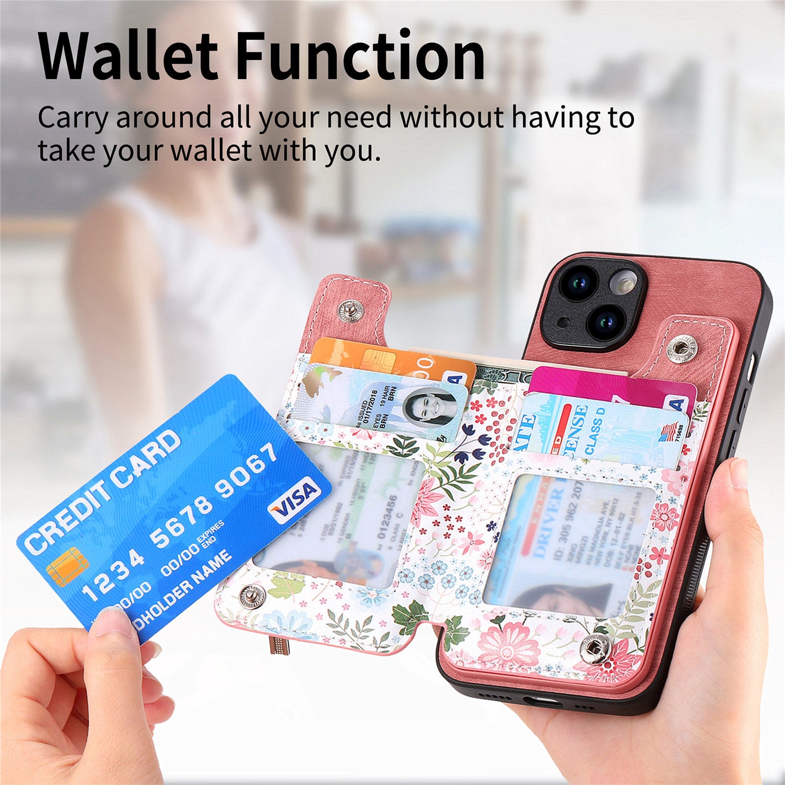 D10 For iPhone 13 6.1 inch Case Pattern Printed Zipper Wallet TPU+Leather Phone Back Cover