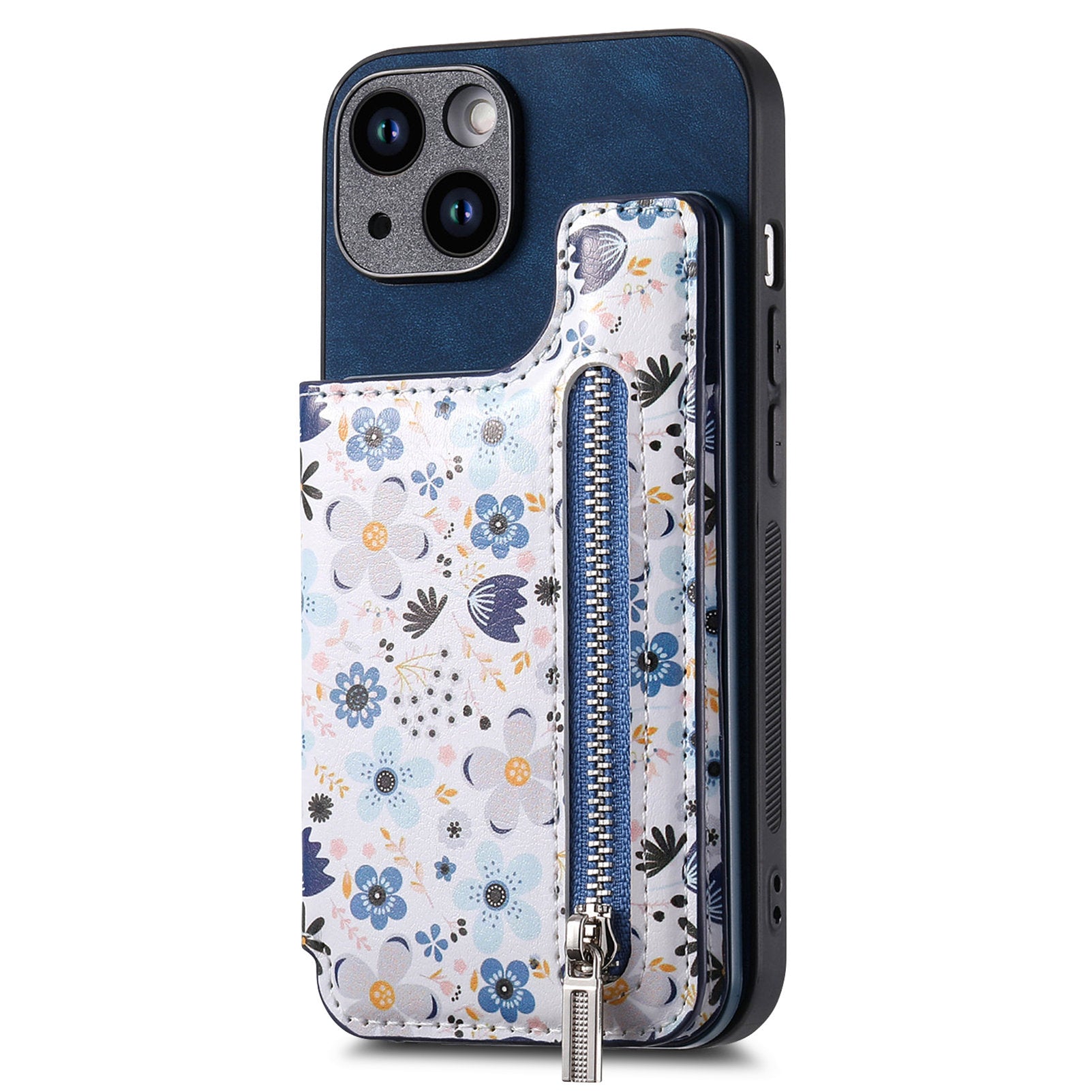 D10 For iPhone 13 6.1 inch Case Pattern Printed Zipper Wallet TPU+Leather Phone Back Cover