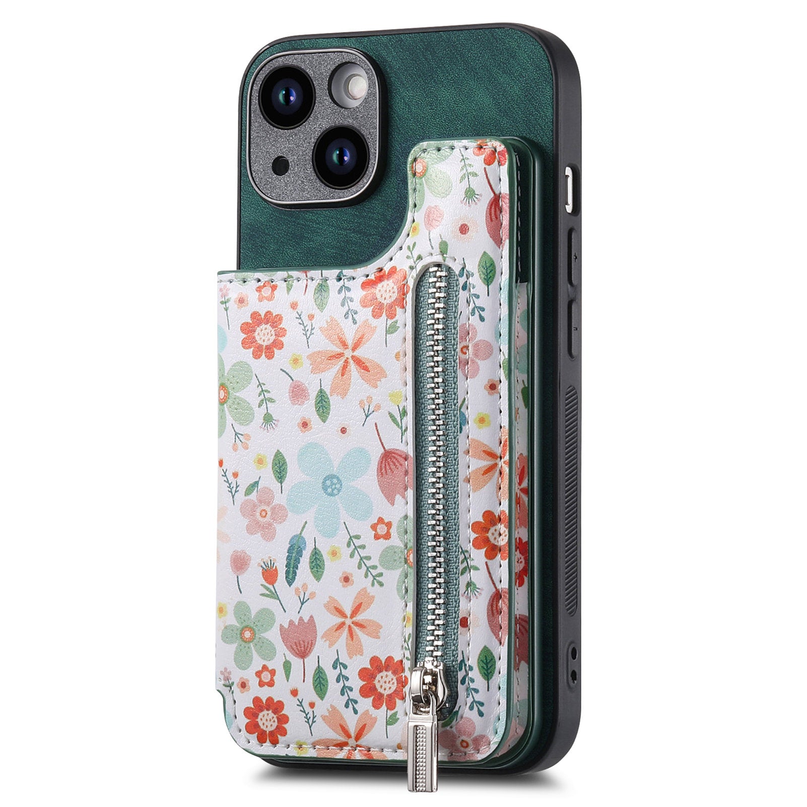D10 For iPhone 13 6.1 inch Case Pattern Printed Zipper Wallet TPU+Leather Phone Back Cover