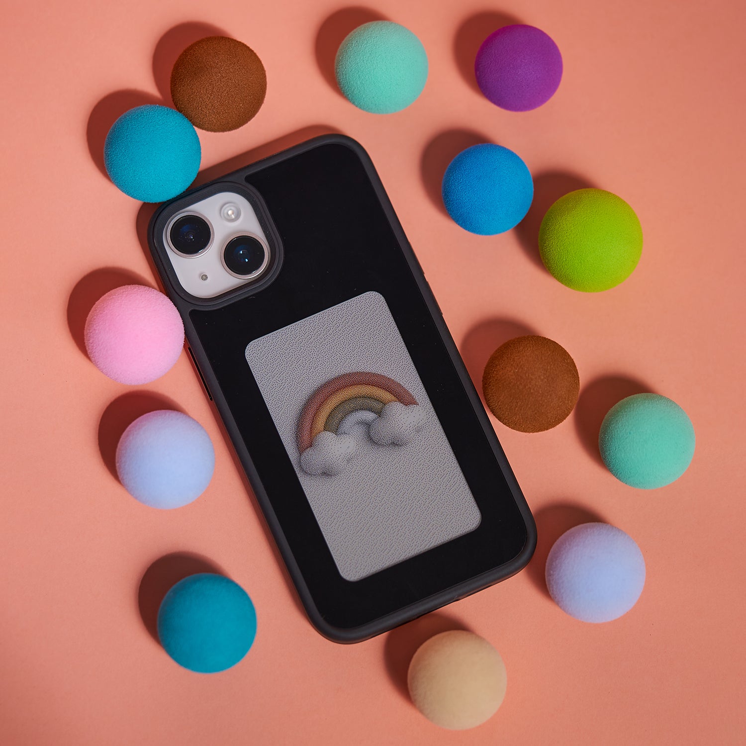 INKZONE For iPhone 15 Case PC+TPU 4-Color E Ink Case Smart Photo Rear Projection DIY Phone Cover