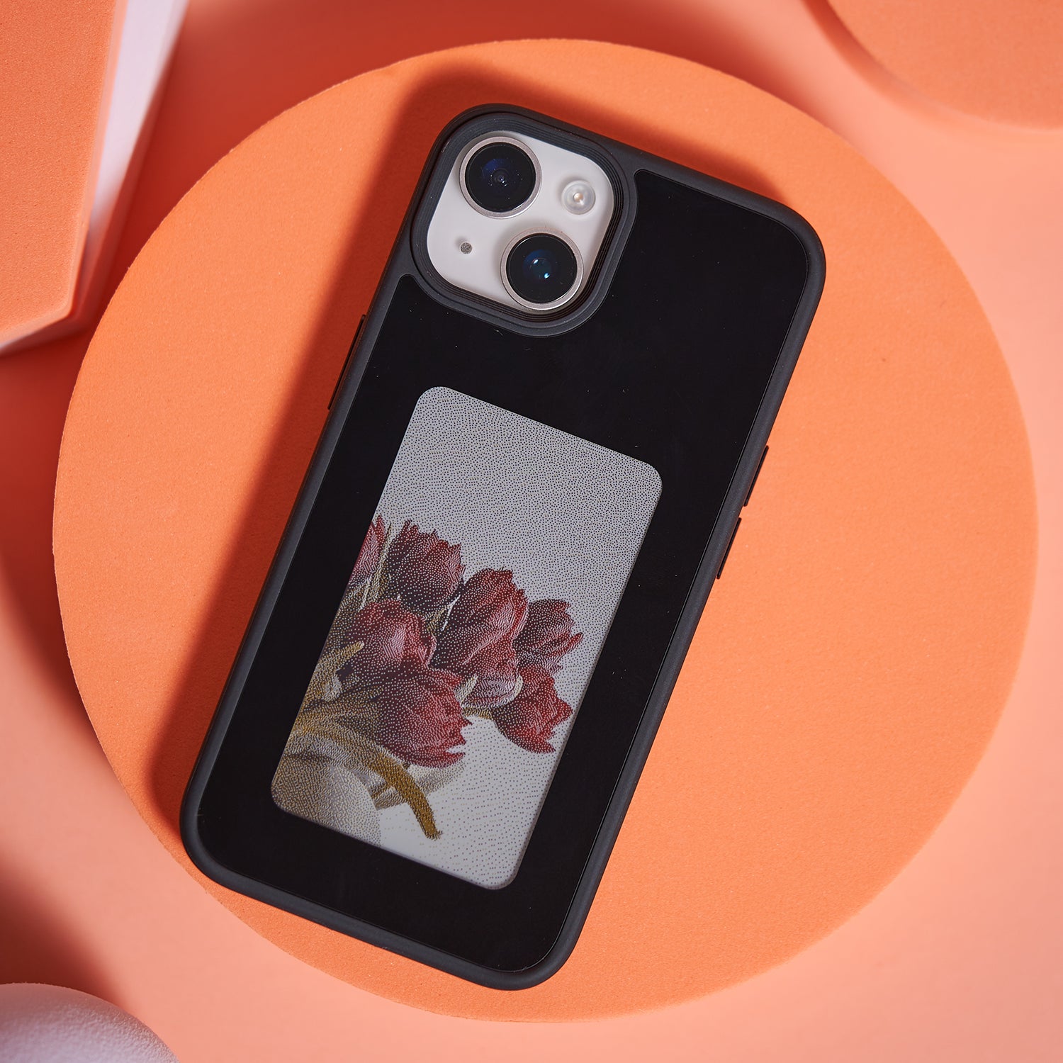 INKZONE For iPhone 13 / 14 Case PC+TPU 4-Color E Ink Case DIY Smart Display Customized Phone Cover