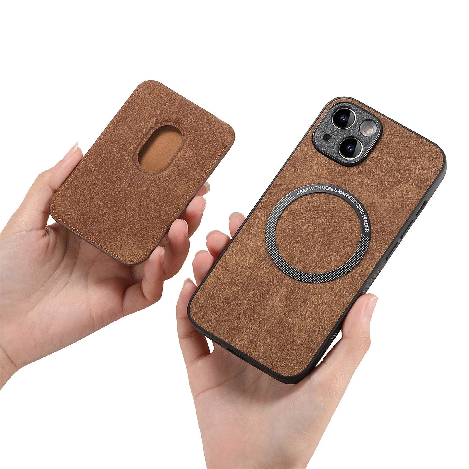D12 For iPhone 13 Magnetic Card Holder Case Leather + TPU Vintage Phone Cover