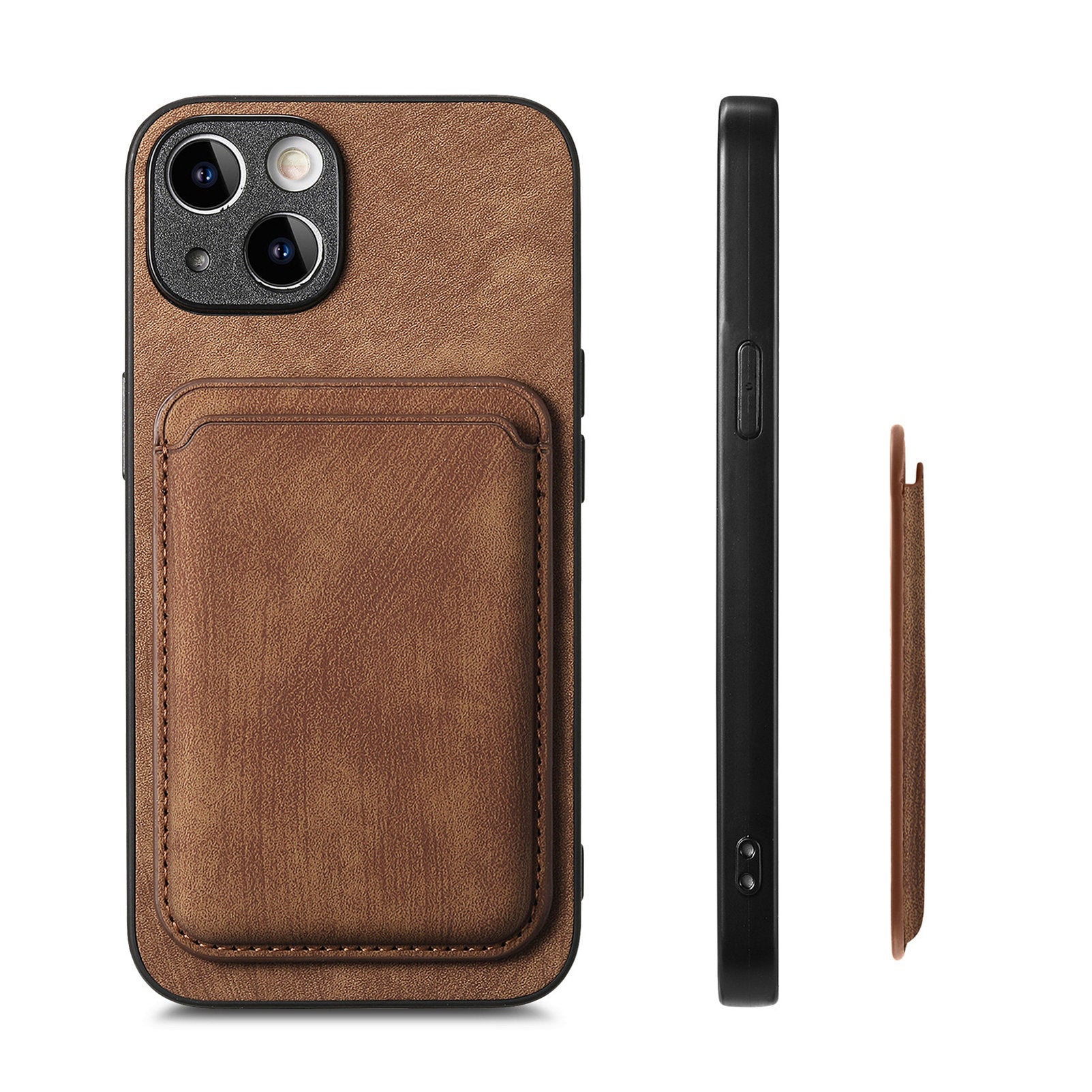 D12 For iPhone 13 Magnetic Card Holder Case Leather + TPU Vintage Phone Cover