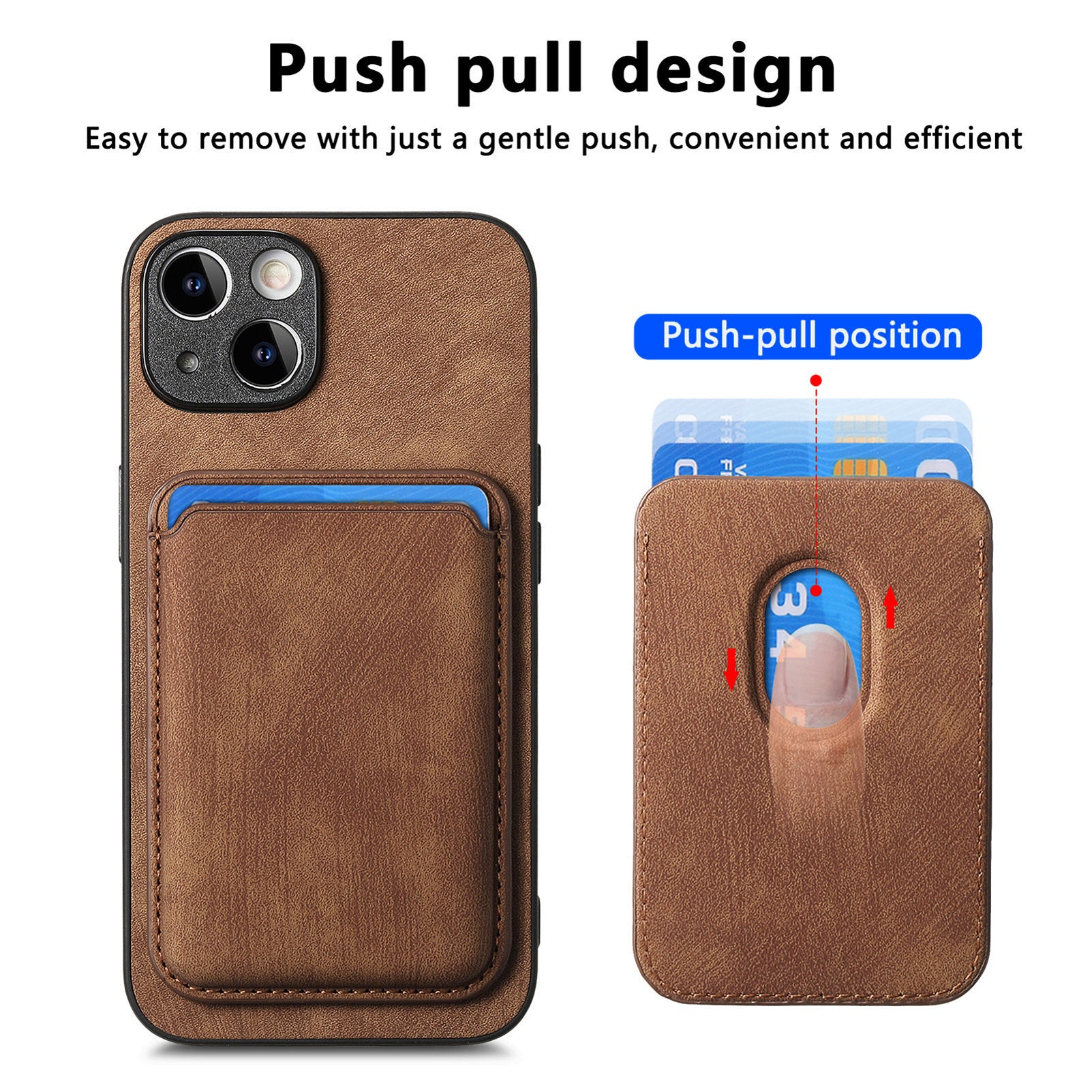 D12 For iPhone 13 Magnetic Card Holder Case Leather + TPU Vintage Phone Cover