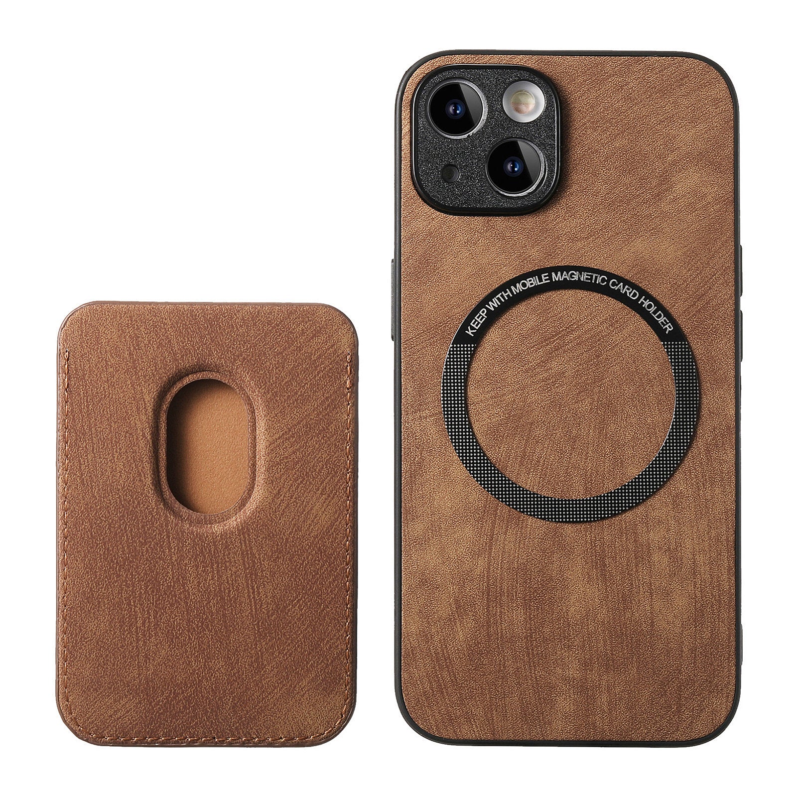 D12 For iPhone 15 Case Leather + TPU Vintage Phone Cover with Magnetic Card Holder