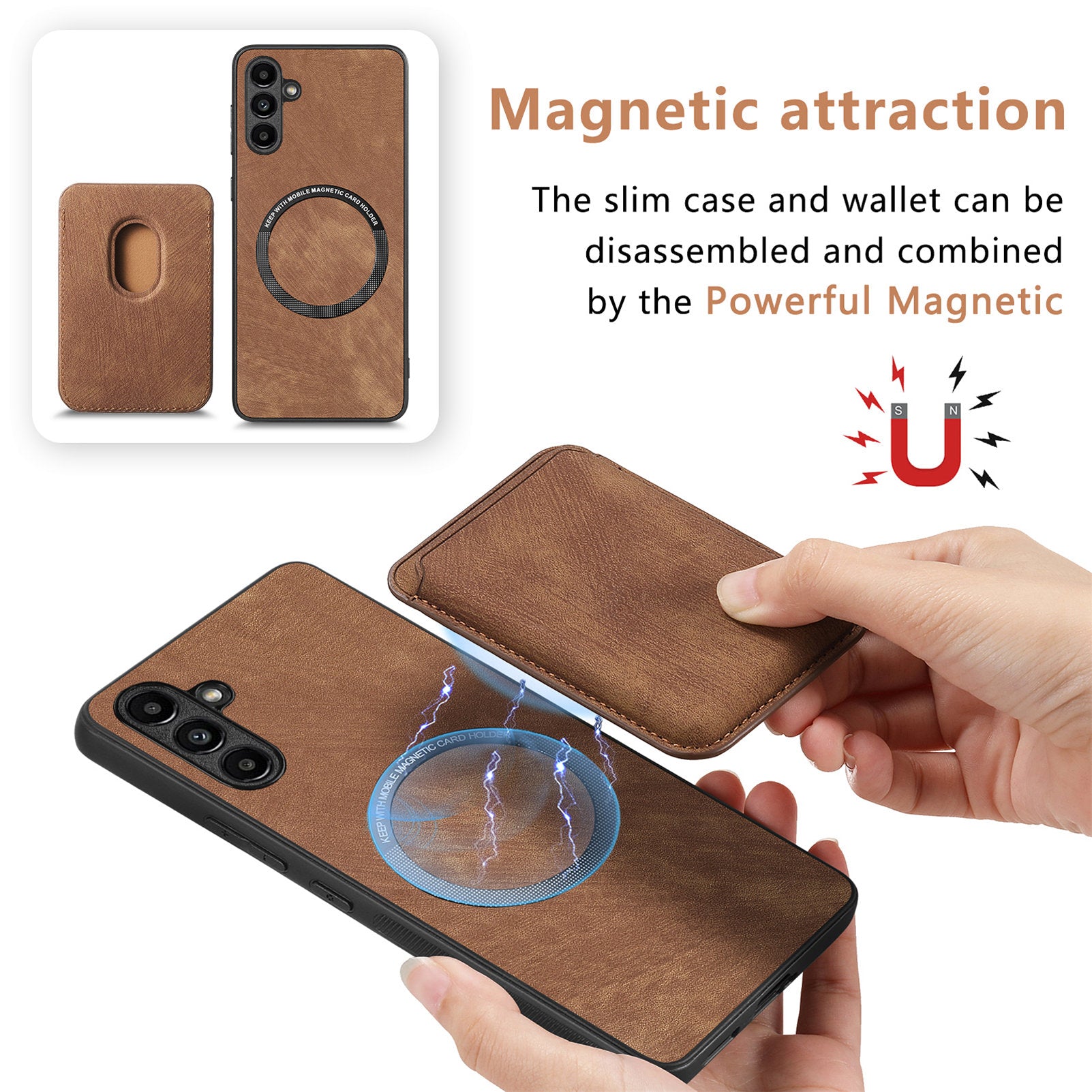 D12 For Samsung Galaxy A55 5G Case Leather+TPU Magnetic Card Holder Phone Back Cover