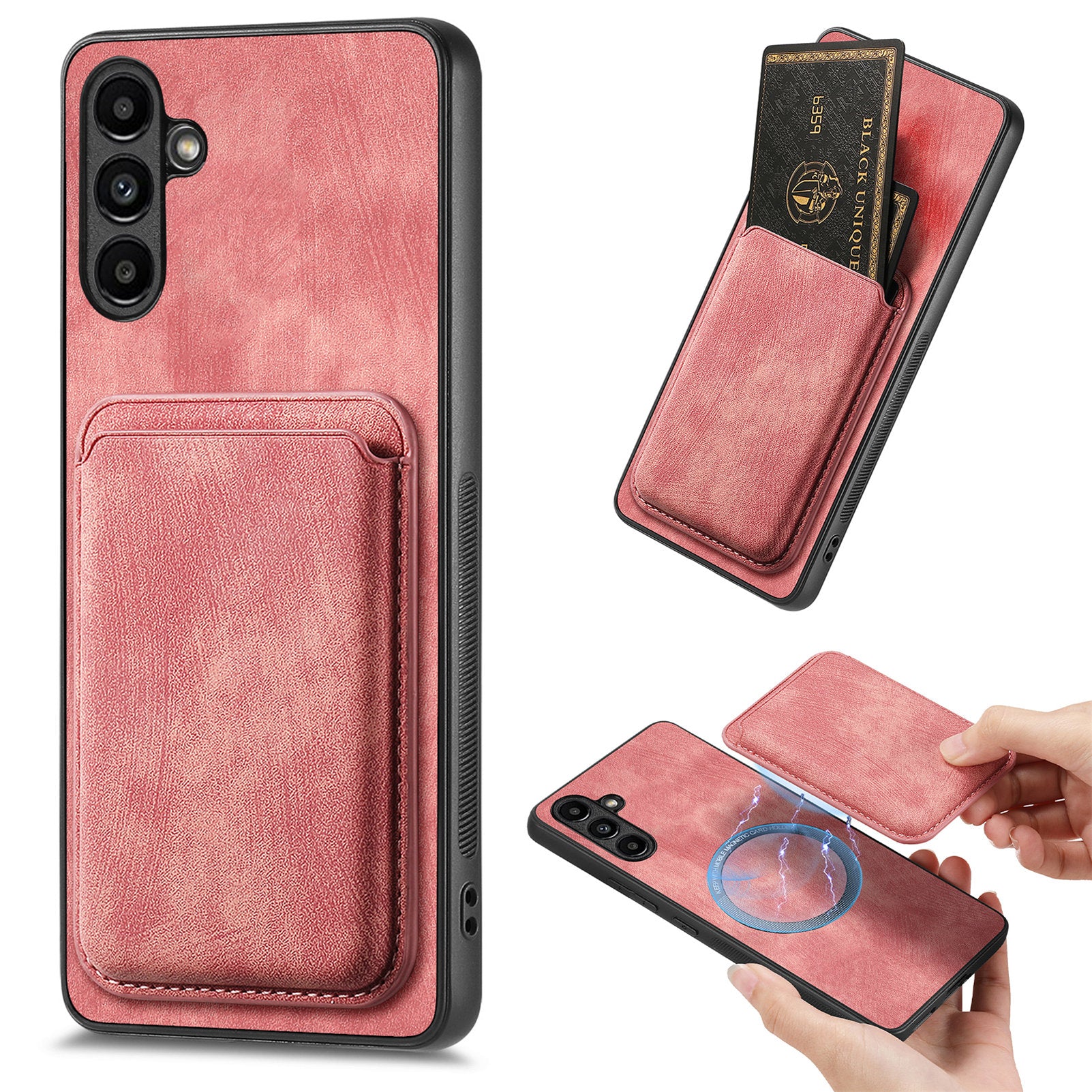 D12 For Samsung Galaxy A55 5G Case Leather+TPU Magnetic Card Holder Phone Back Cover