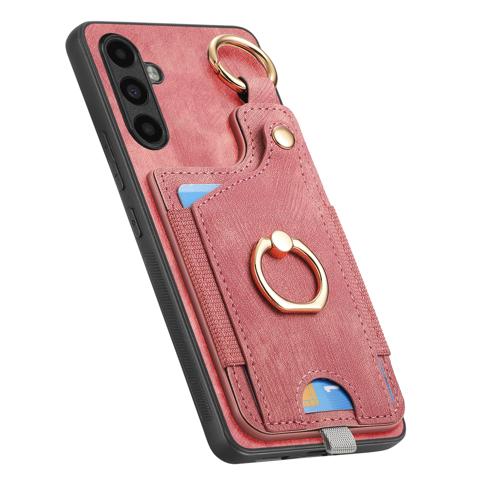 D6 For Samsung Galaxy M15 5G Kickstand Case Leather Phone Protective Shell Retro Card Holder