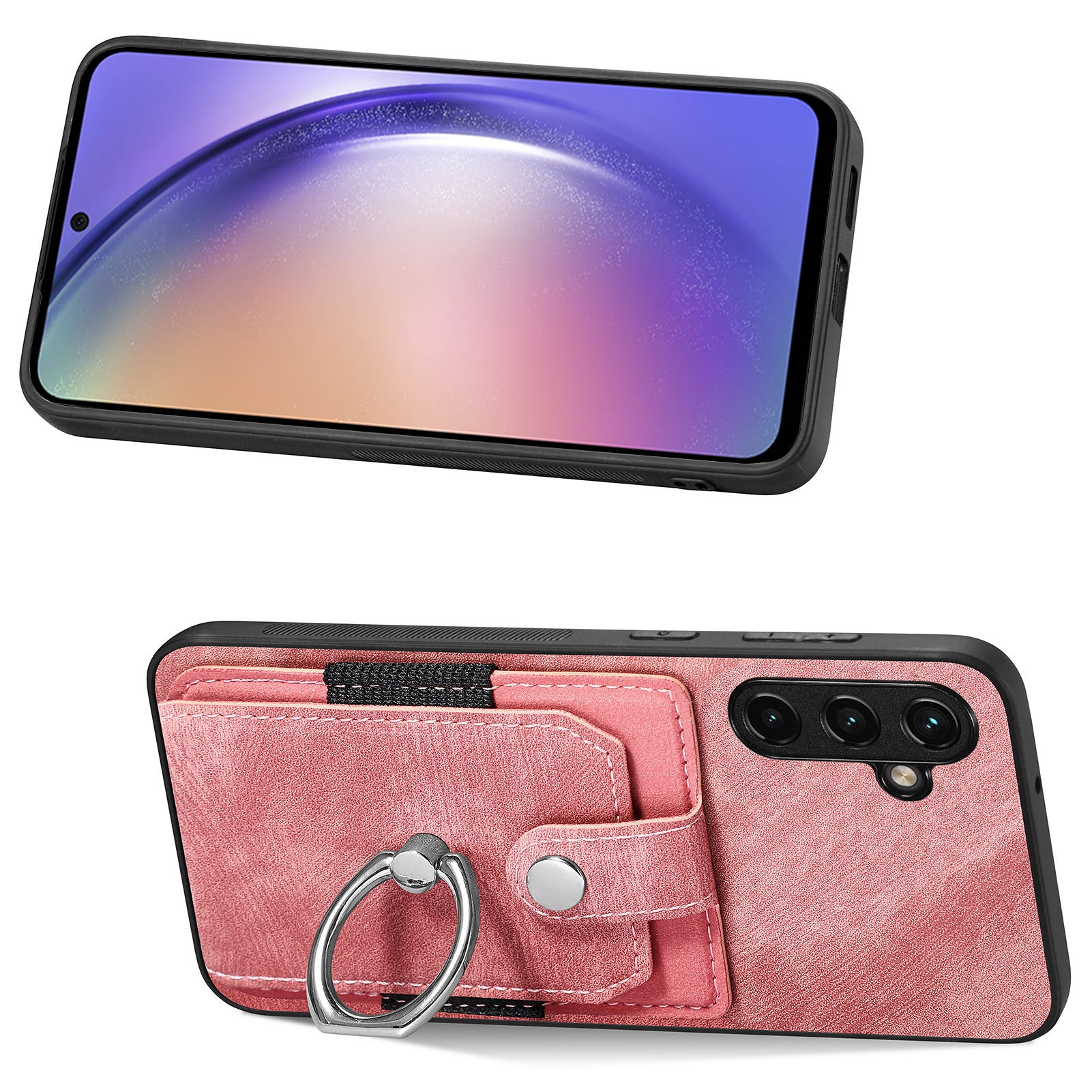 D2 For Samsung Galaxy M15 5G Case Ring Card Holder Kickstand Protective Cover