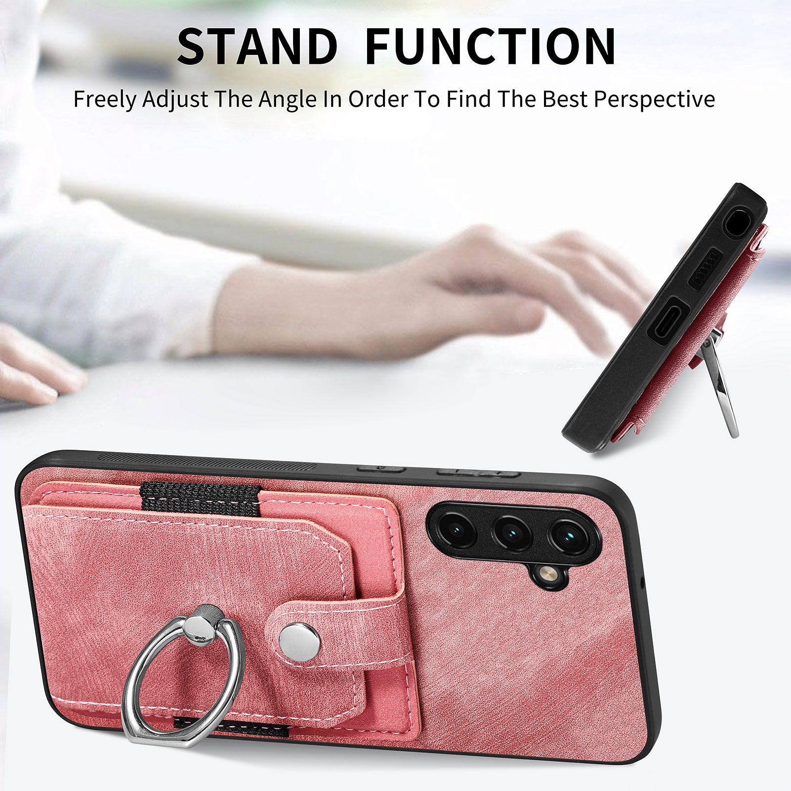 D2 For Samsung Galaxy M15 5G Case Ring Card Holder Kickstand Protective Cover
