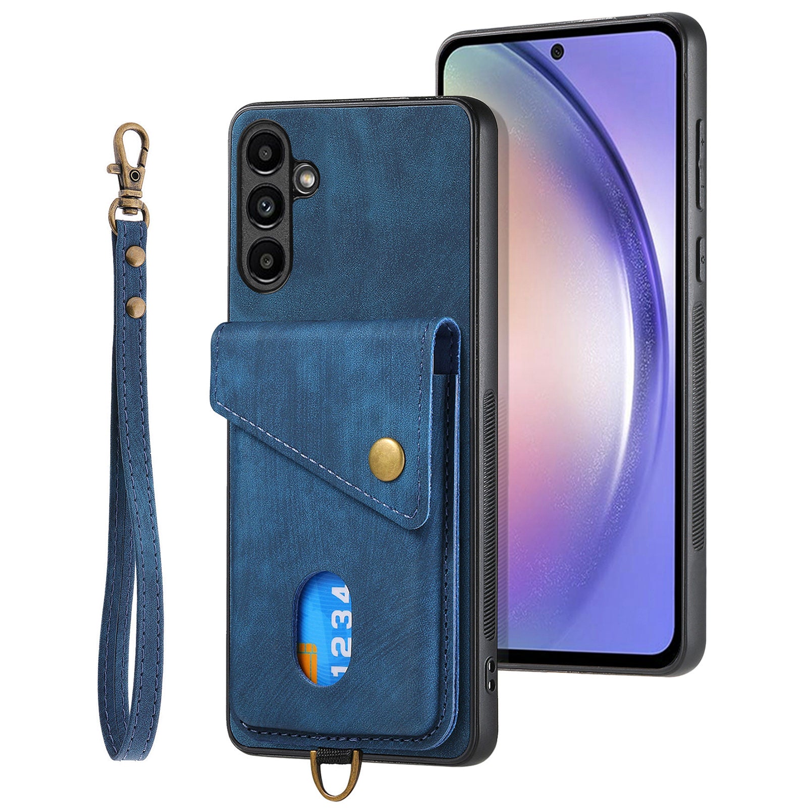D1 For Samsung Galaxy M15 5G Retro Card Holder Case PU+TPU Phone Cover with Kickstand