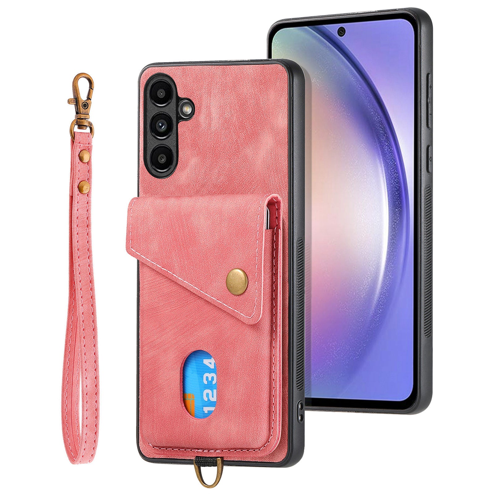 D1 For Samsung Galaxy M15 5G Retro Card Holder Case PU+TPU Phone Cover with Kickstand