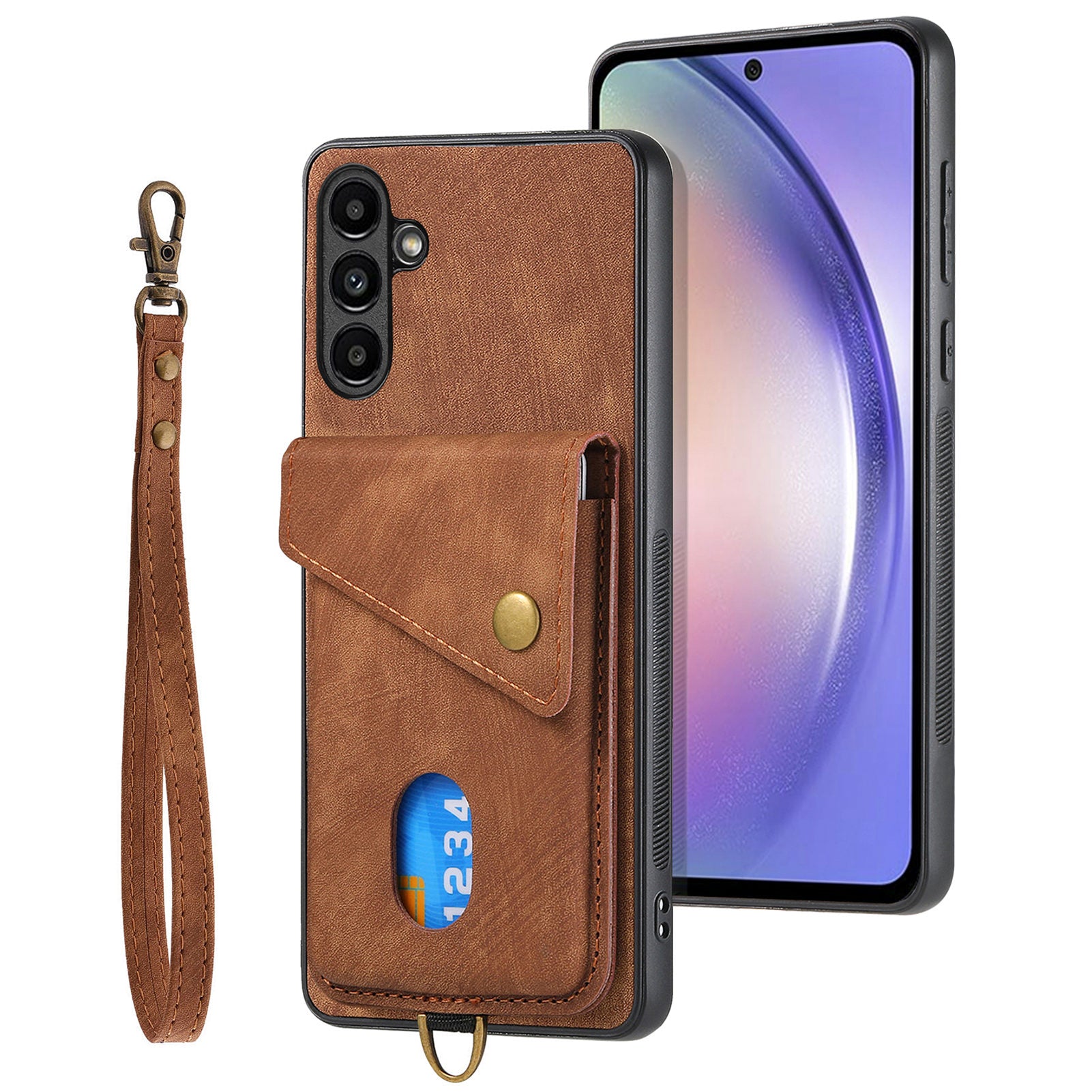 D1 For Samsung Galaxy A55 5G Case Retro Leather+TPU Phone Cover with Card Bag
