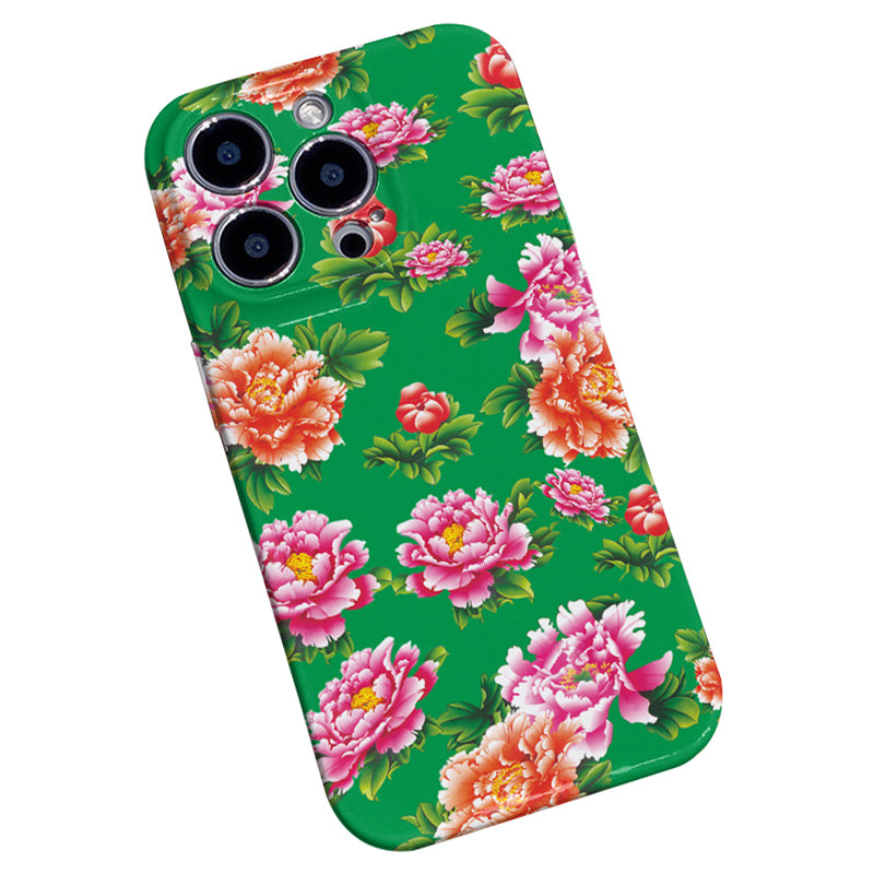 For iPhone 12 Pro 6.1 inch PC Case Chinese Northeast Flower Pattern Printing Phone Shell