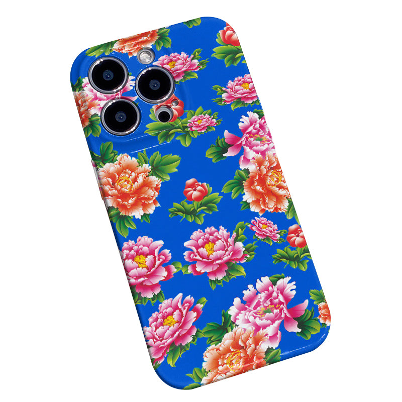 For iPhone 12 Pro Max Case Chinese Northeast Flower Pattern Printing Hard PC Phone Cover